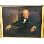 Winston Churchill print with facsimile signature l