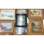 Qty of Framed watercolours.