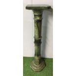 Green Hardstone pedestal and lamp.