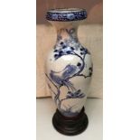 Large Qing dynasty Chinese blue and white decorated vase.