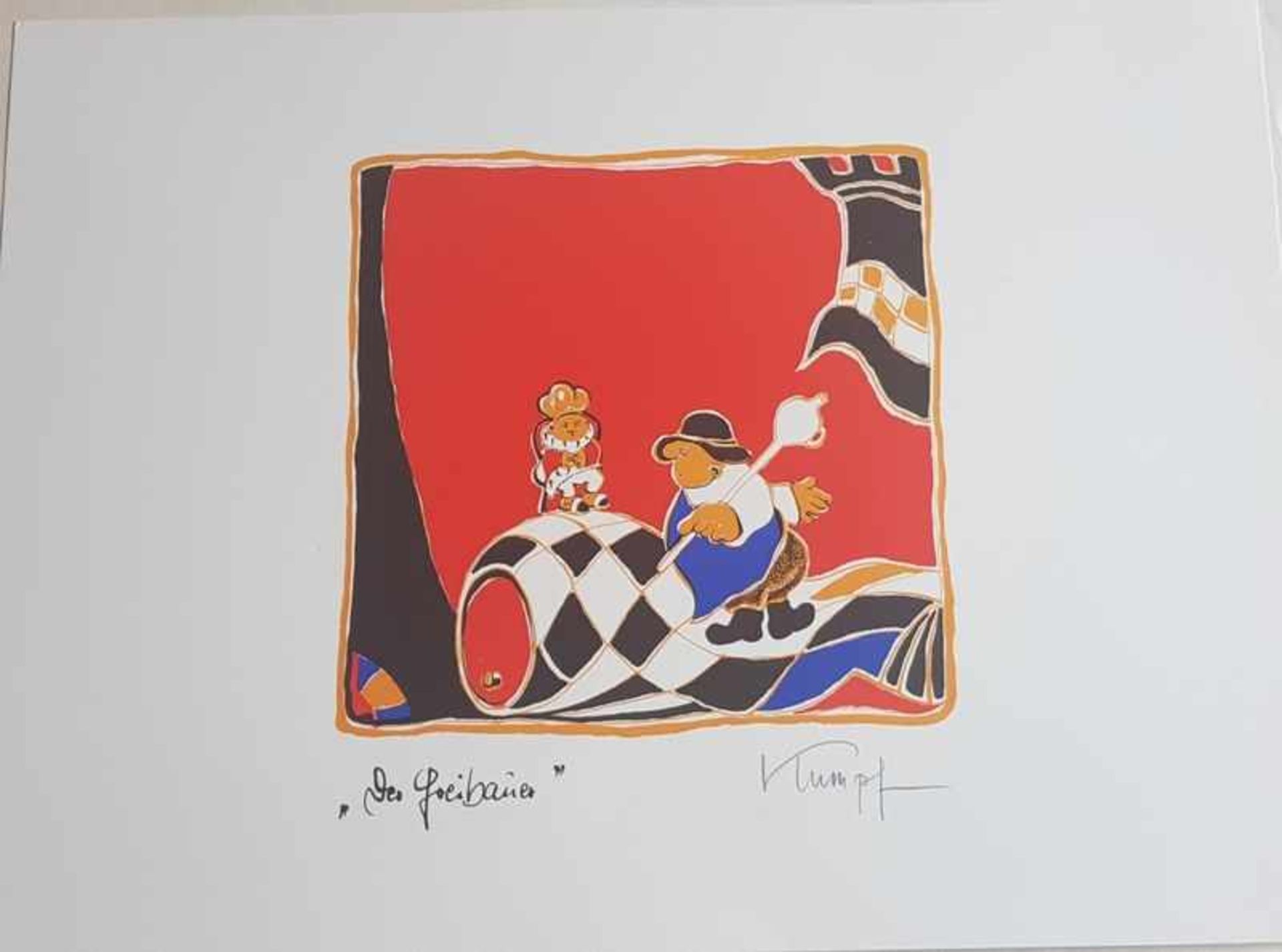 Gottfried Kumpf , Der Freibauer , Farblithographie , signiert, 1986 ,Größe: ca. 38 x 28 cm ,