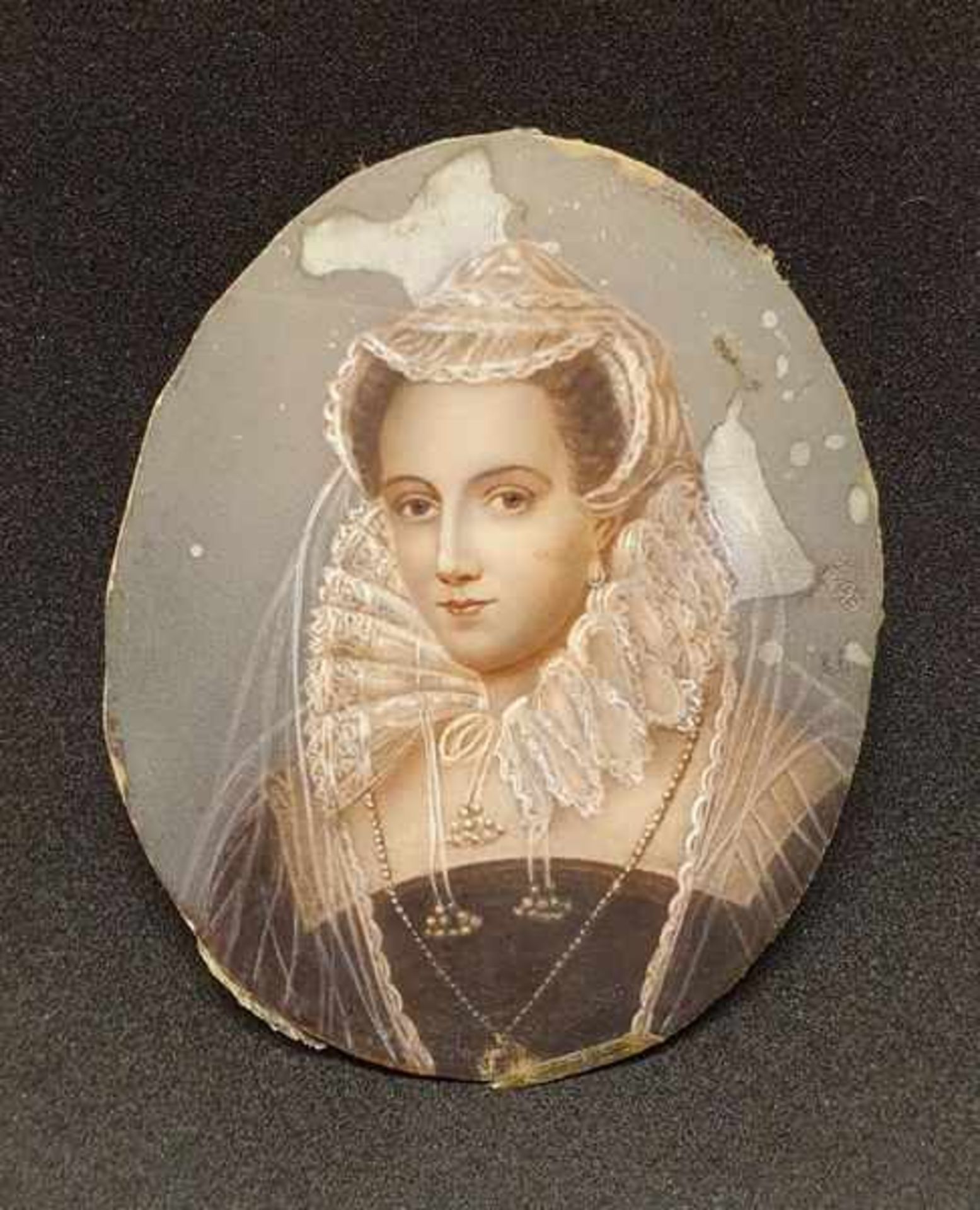 Miniaturportät , Adelige Dame , 19.Jhd., auf Elfenbein, Größe: ca.6x5cm, , <br