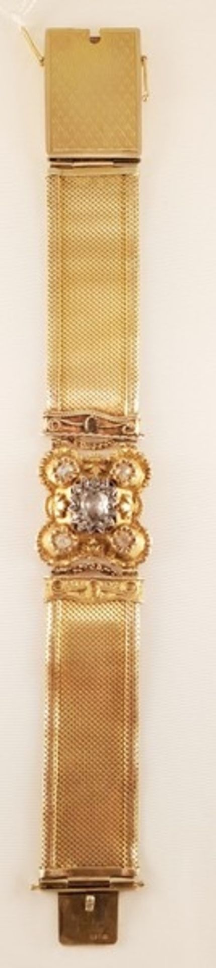 Jugendstil Armband mit Altschlif Diamanten zus.ca.1,2ct , Gold 585, Länge: 18,5cm , 34,2g,< - Bild 2 aus 3
