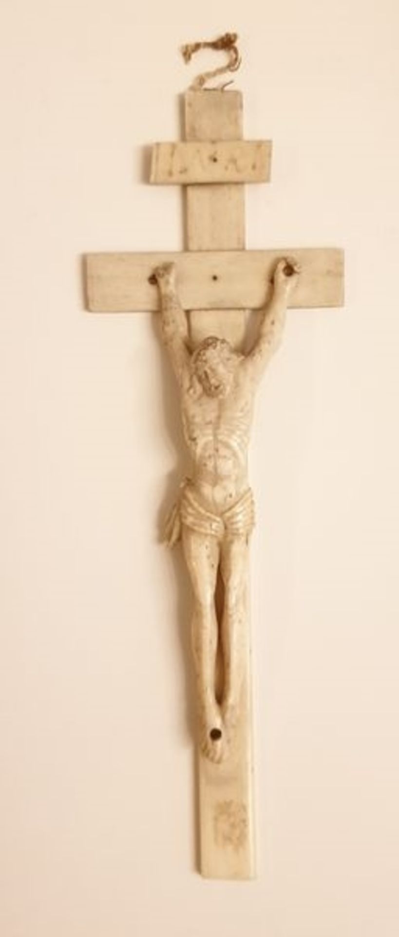 Kruzifix, Elfenbein ,18. / 19.Jhd., Kreuz Größe: 19x6,5cm, Größe Jesus: 12cm , beschädigt,<b