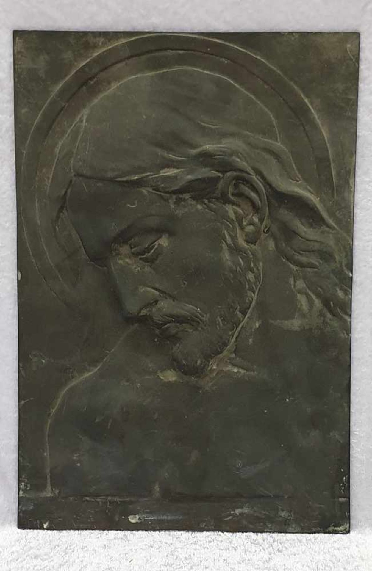 Bronzerelief , Christi , Ende 19. Jahrhundert , signiert unten links ,