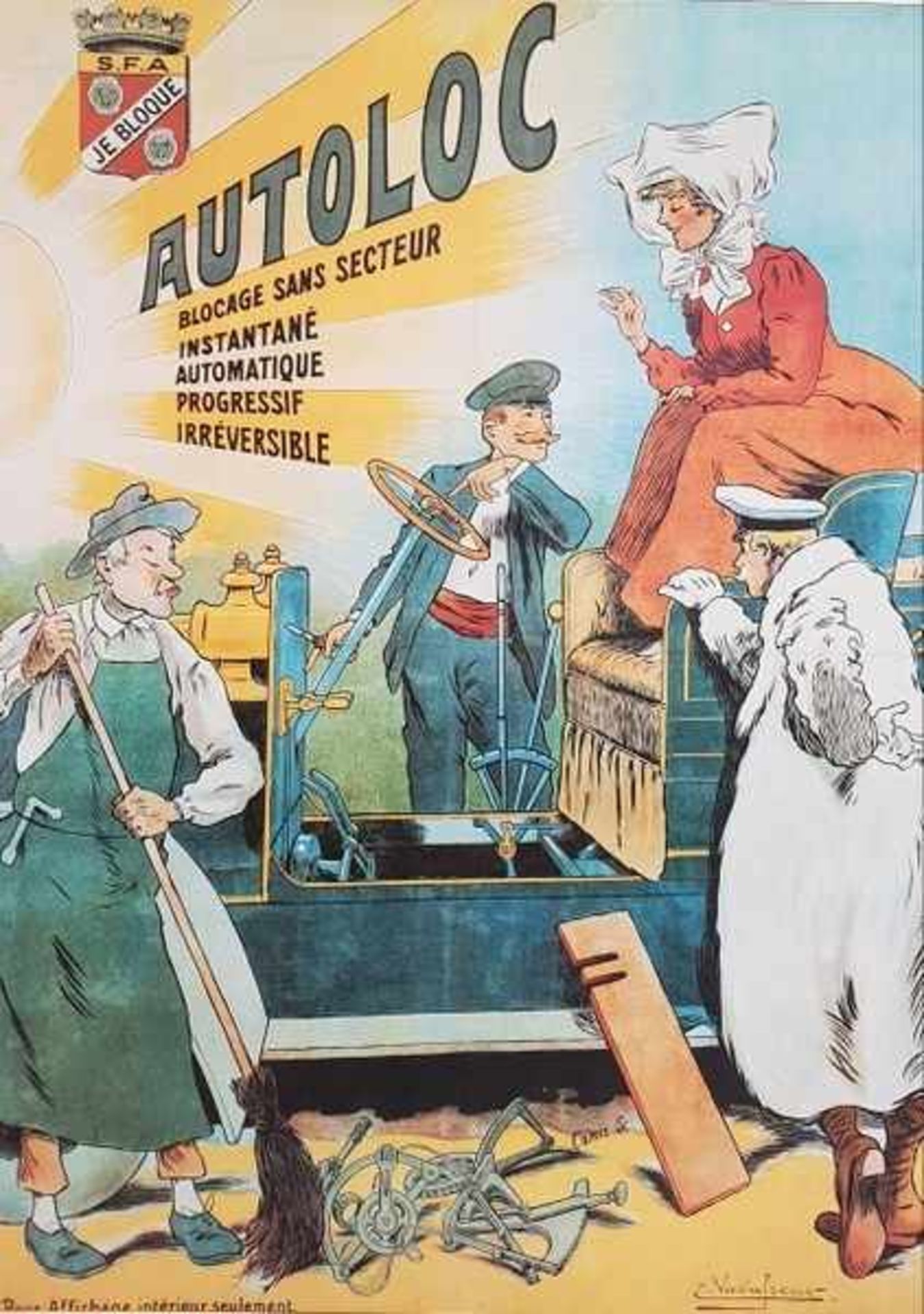 Autoloc Plakat Reproduktion, teilweise beschmutzt