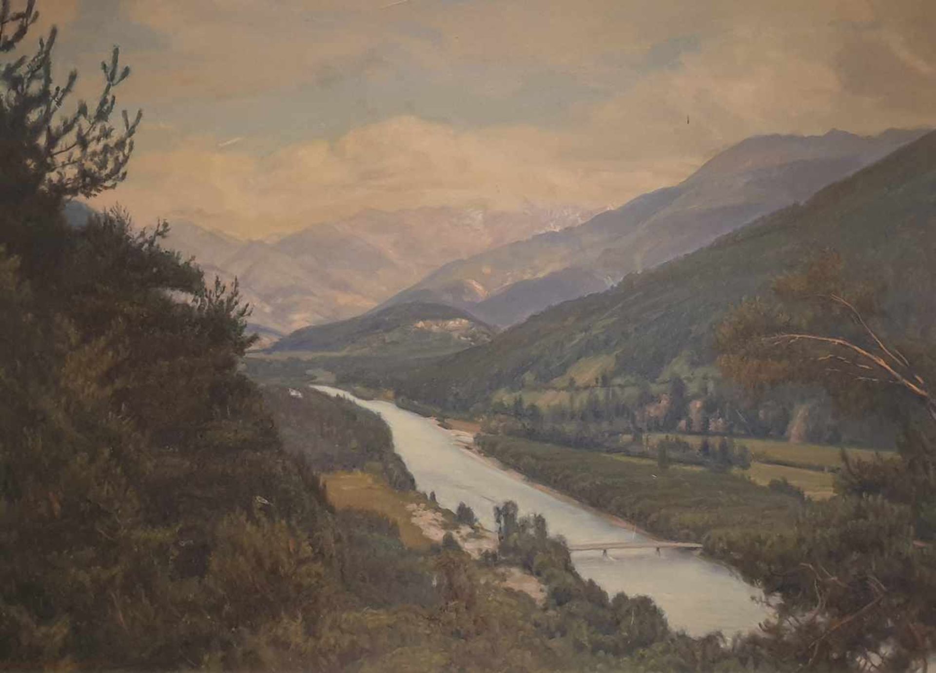 Hans Wagner , (Affeltrangen 1885 geb. ) Landschaftsgemälde , Öl auf Hartfaserplatte, signiert: