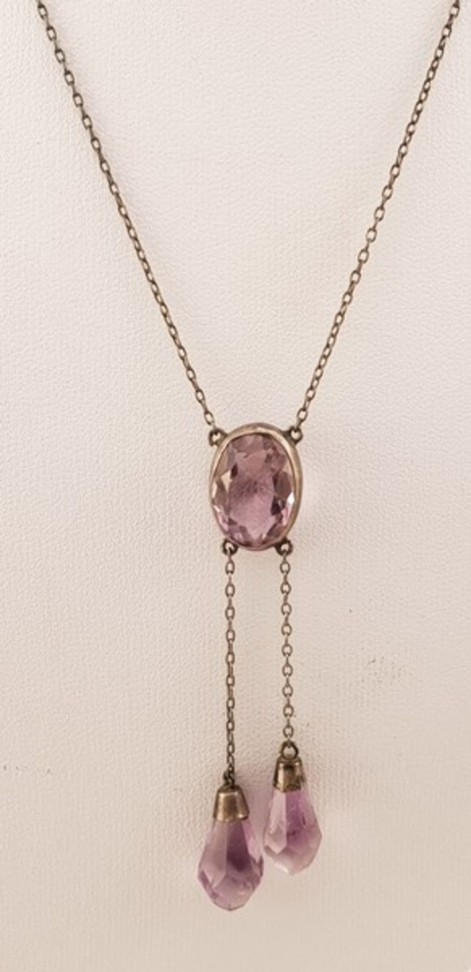 Jugendstil , Amethyst Halskette, Silber 800, Länge Kette: 41cm