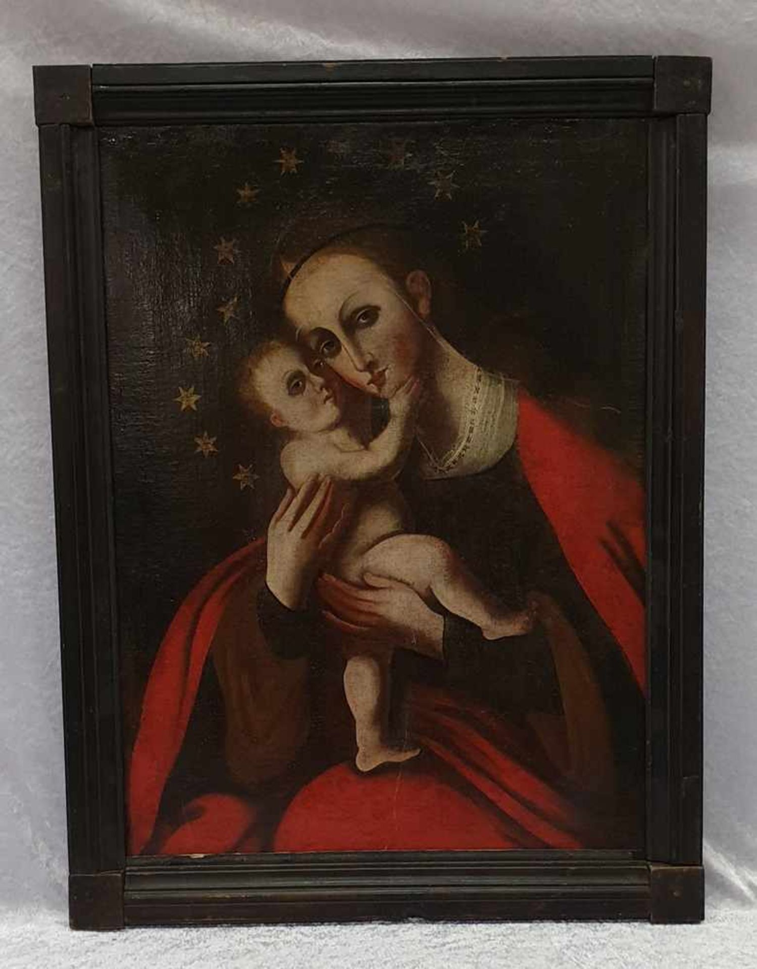 Nach Lucas Cranach 1472-1553 , Gnadenbild Madonna mit Kind, Öl auf Leinwand, 18.Jahrhundert, - Image 2 of 2