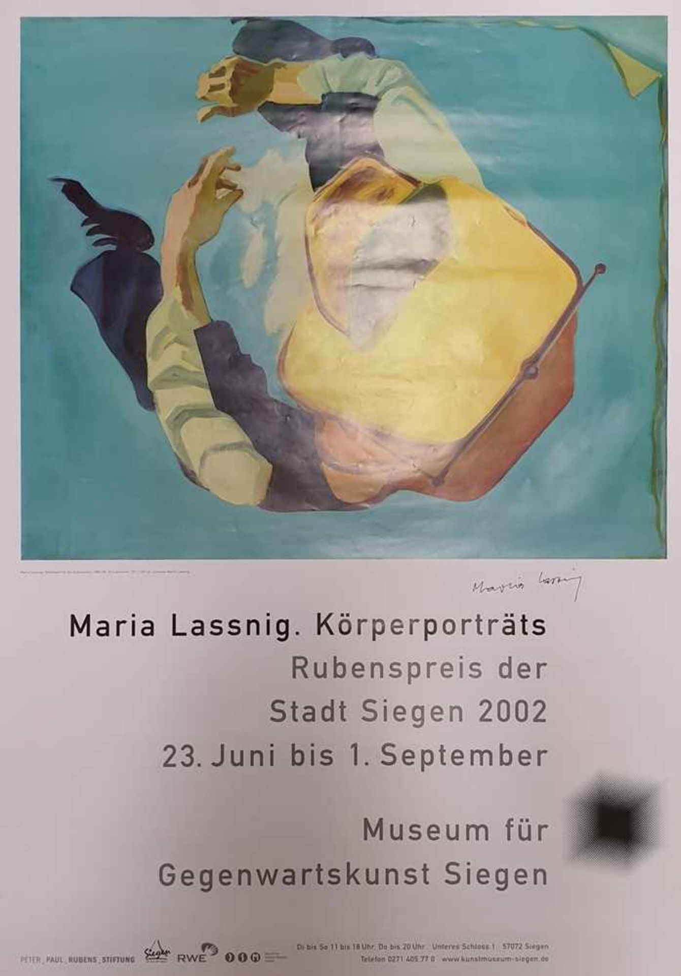 Maria Lassnig , Ausstellungsplakat, Siegen 2002, Original signiert, Größe: ca.84x60cm