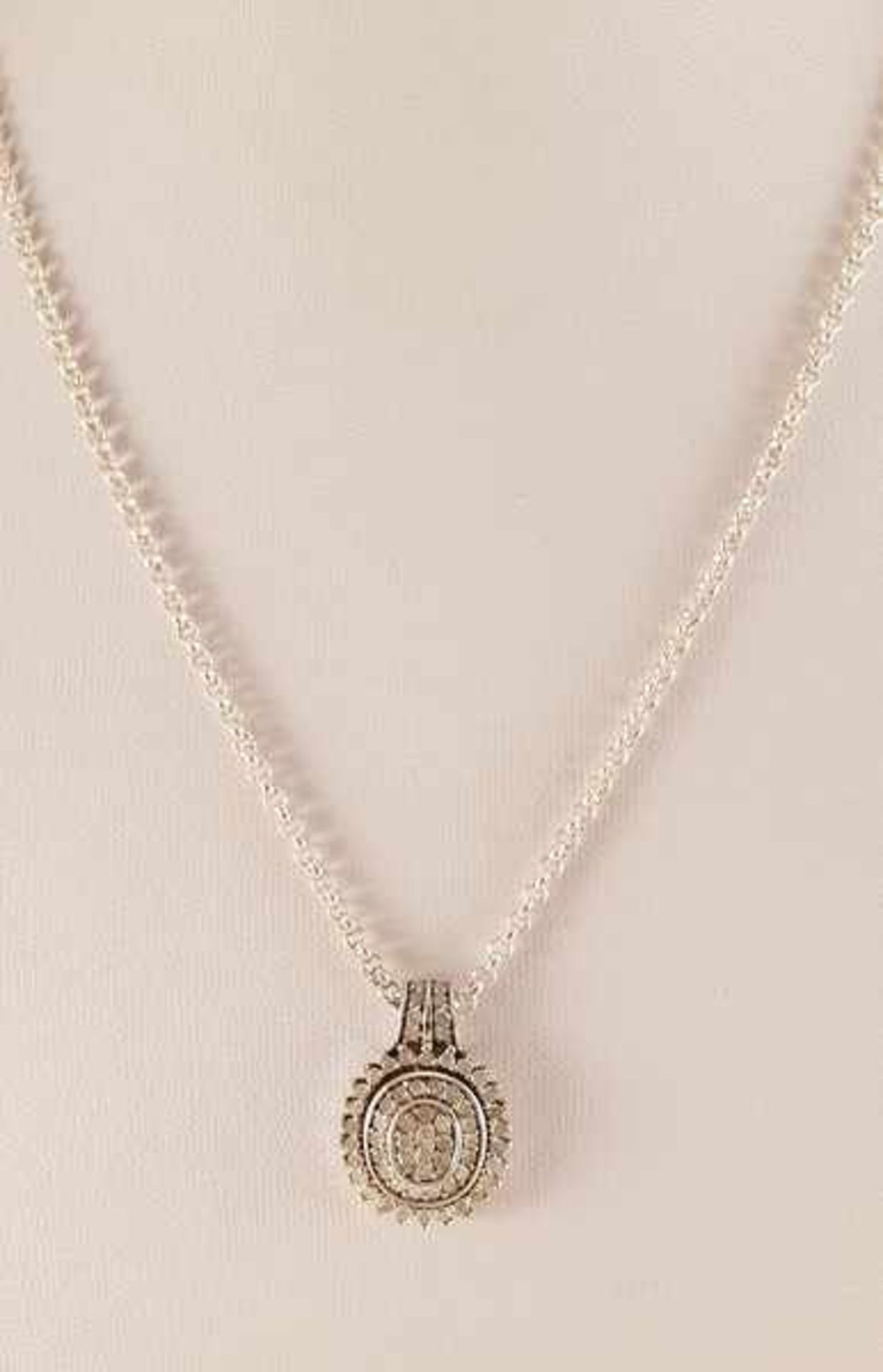 Diamant Anhänger mit Halskette, zus.ca.1ct, Silber 925, 9,5g Länge Halskette: 44cm