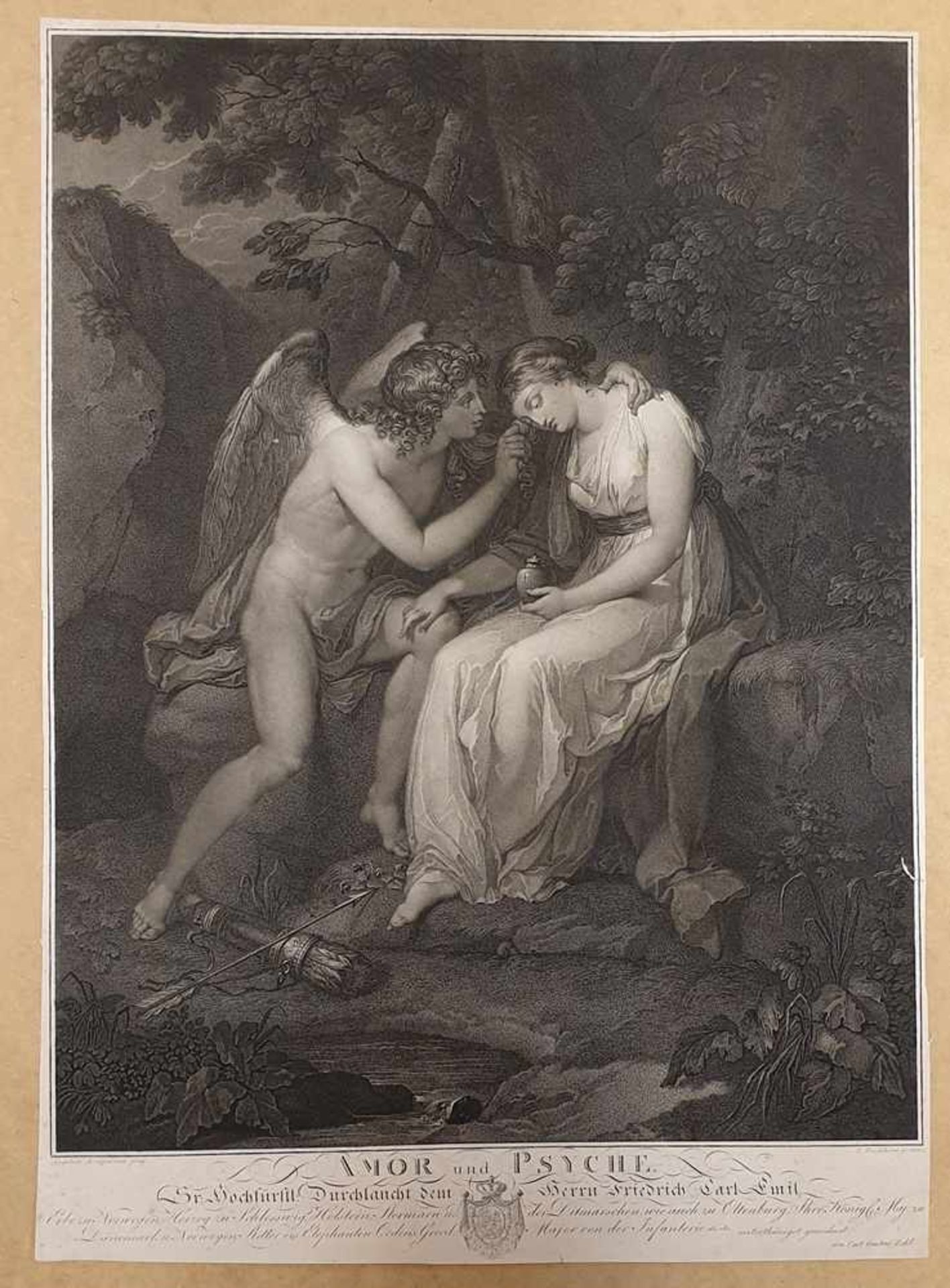 Amor und Psyche, Angelika Kaufmann , L. Buchhorn 1804, Radierung, Größe: 42x58,5cm ,teilsfleckig,