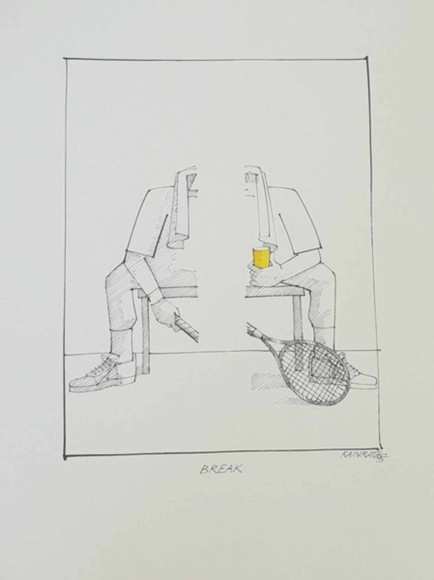 Dietmar Kainrath (1942-2018), Mappe mit 9 Stück Farb-Lithografien zum Thema Tennis,<