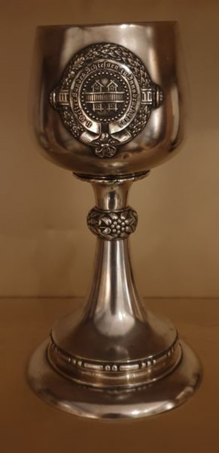 Silber Pokal , II Öster. Bundes Schießen zu Innsbruck 1885 , Silber 800 , Meisterpunze Norz ,