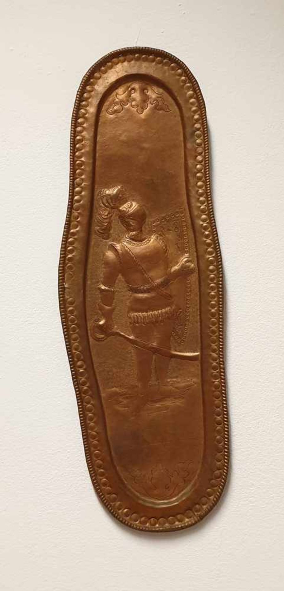 Kupferrelief , Ritter in Rüstung, 18./19. Jahrhundert , Größe 56x19cm
