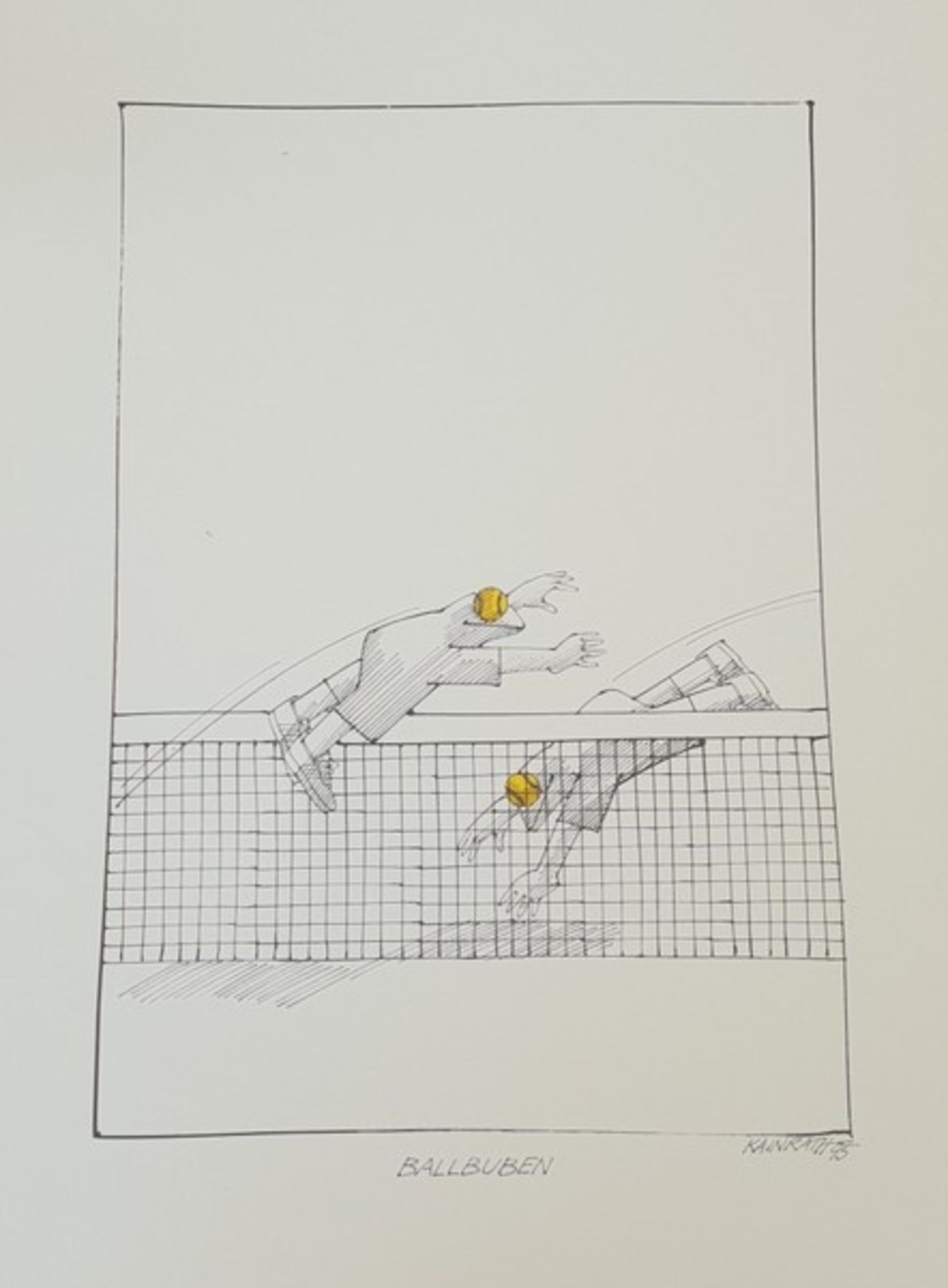 Dietmar Kainrath (1942-2018), Mappe mit 9 Stück Farb-Lithografien zum Thema Tennis,< - Bild 2 aus 3