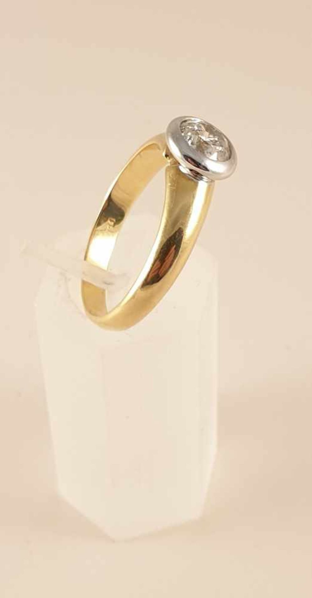Diamant Solitär Ring, Diamant 1ct. Gold 750 , RW63 , Gewicht: 6,6g , Guter Farb- niedriger - Bild 4 aus 4