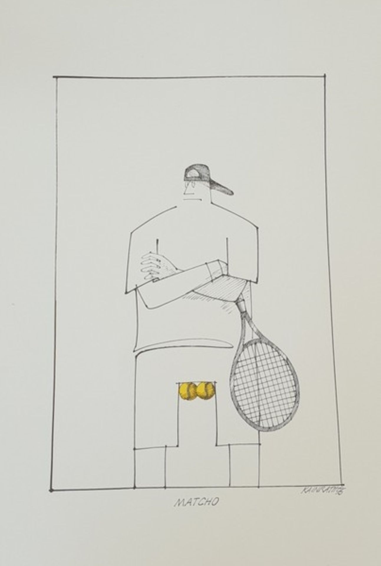 Dietmar Kainrath (1942-2018), Mappe mit 9 Stück Farb-Lithografien zum Thema Tennis,< - Bild 3 aus 3