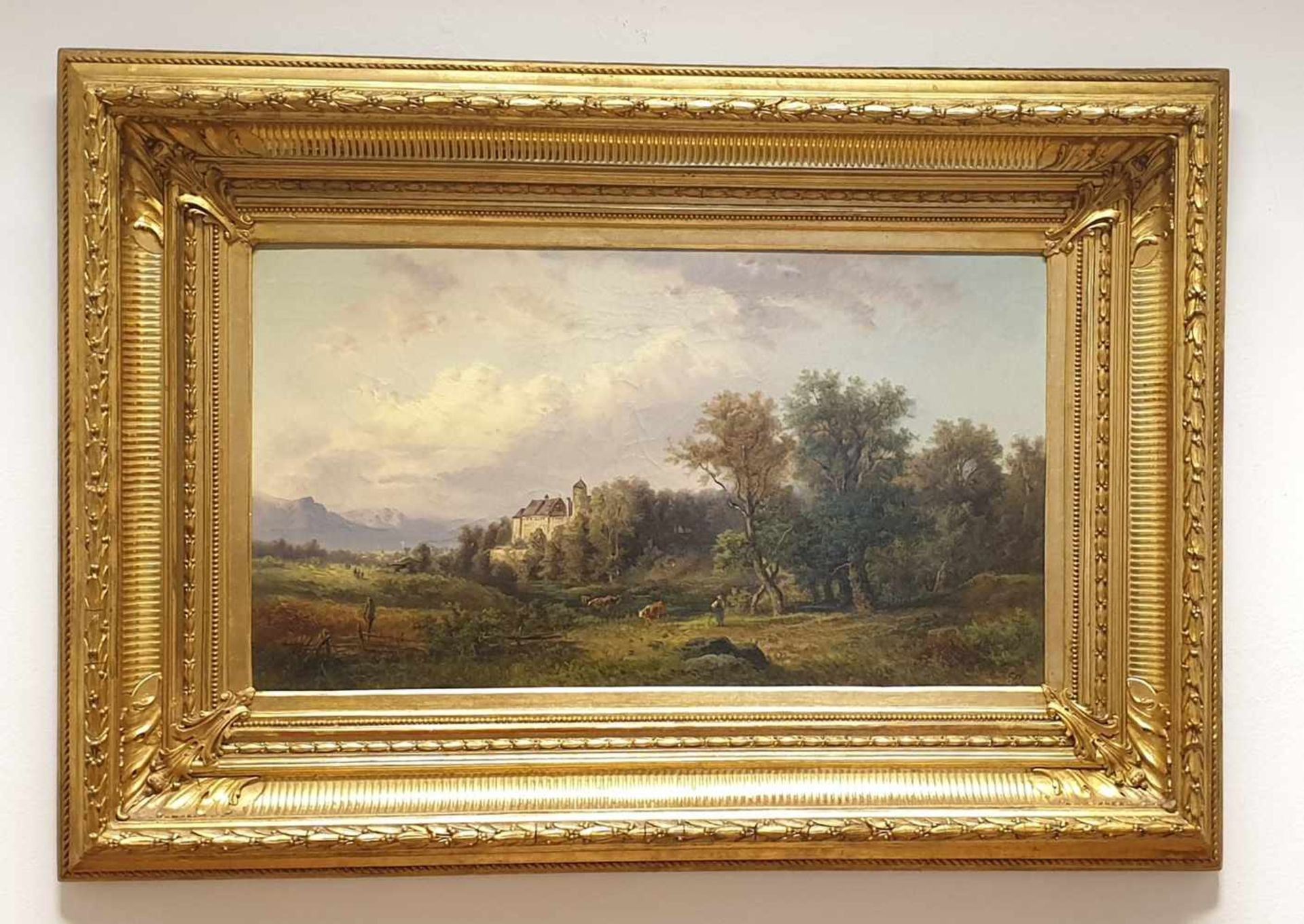 Gustav Barbarini, Wien 1840-1909) ,Blick auf Rosenheim in Bayern ,Öl auf Leinwand, Monogrammiert: GB - Image 3 of 3