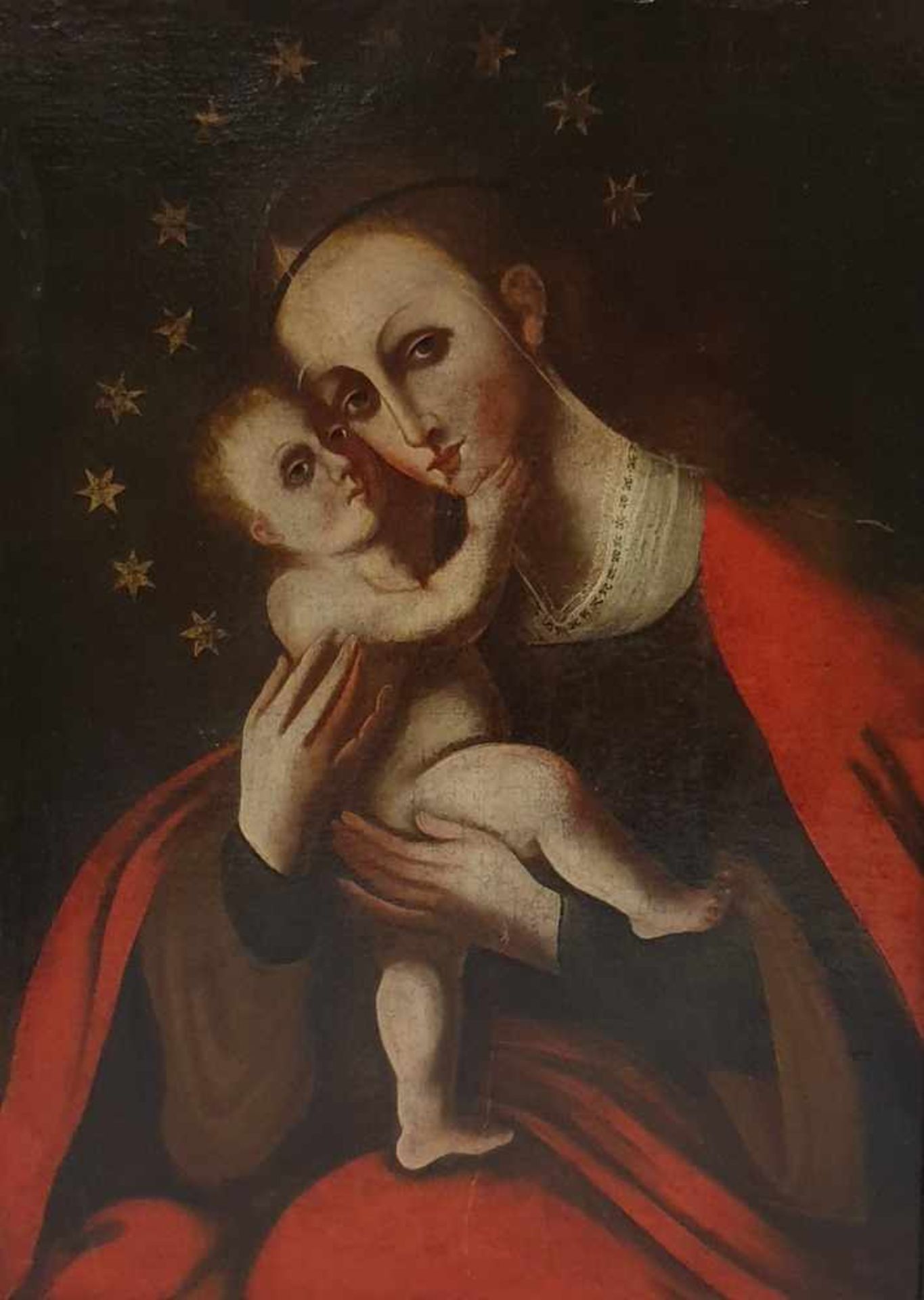 Nach Lucas Cranach 1472-1553 , Gnadenbild Madonna mit Kind, Öl auf Leinwand, 18.Jahrhundert,