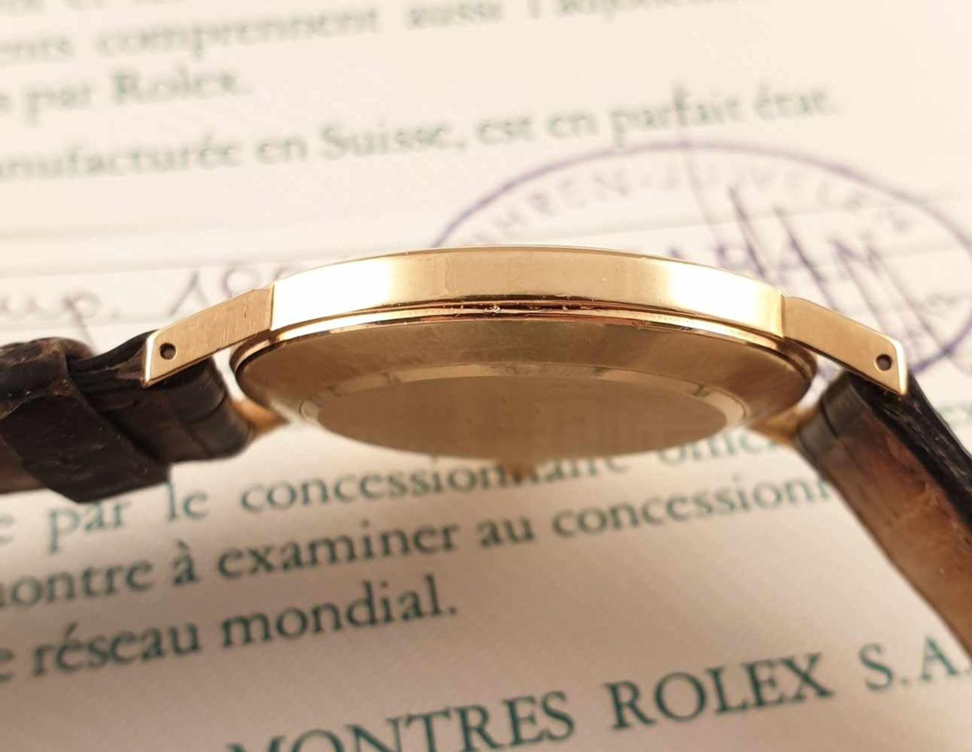 Rolex Cellini,Armbanduhr ,Gold 750, Handaufzug, gelbes Zifferblatt mit römischen Ziffern, - Image 4 of 5