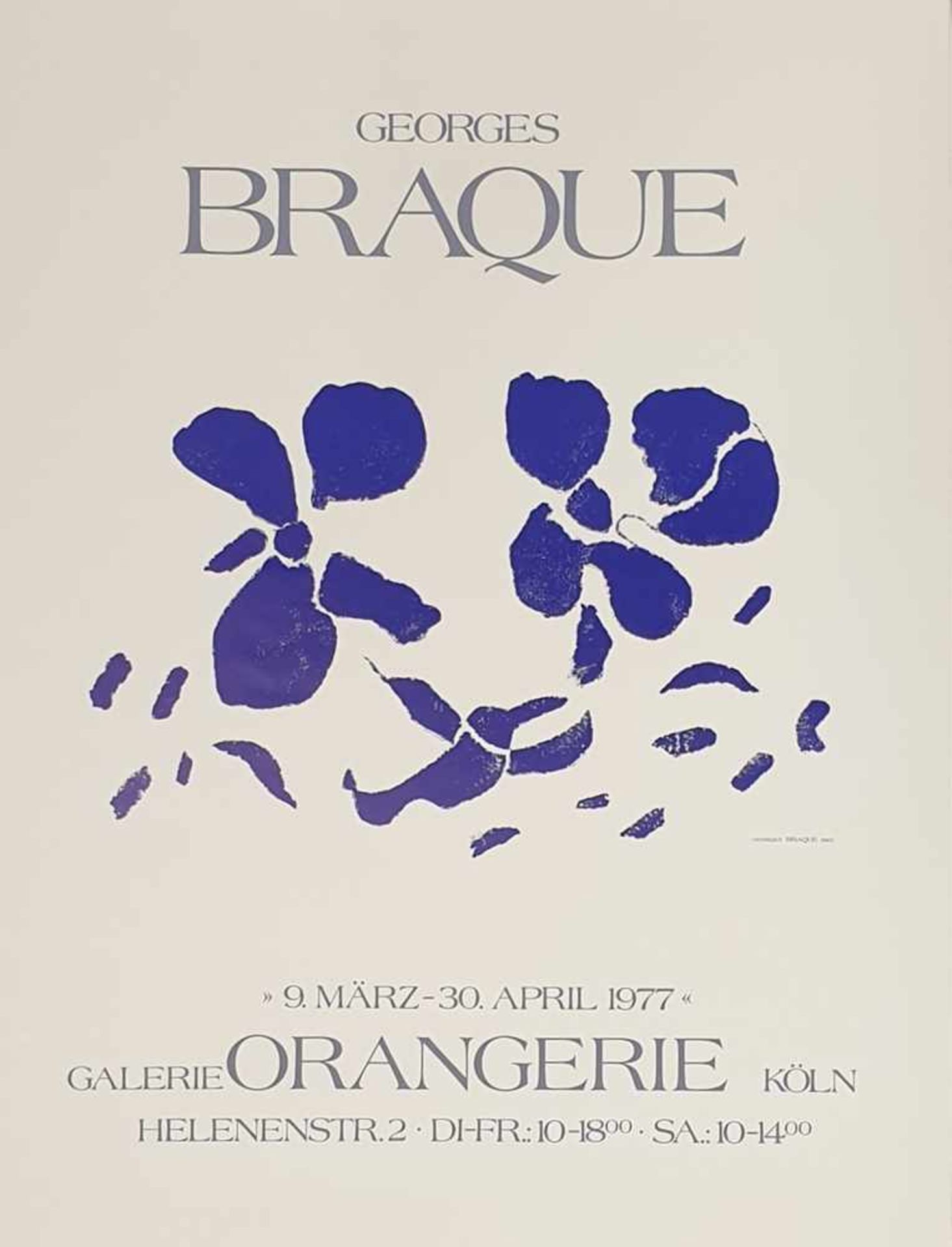 Ausstellungsplakat, George Braque , Galerie Orangerie Köln 1977, Größe:49,5x65cm