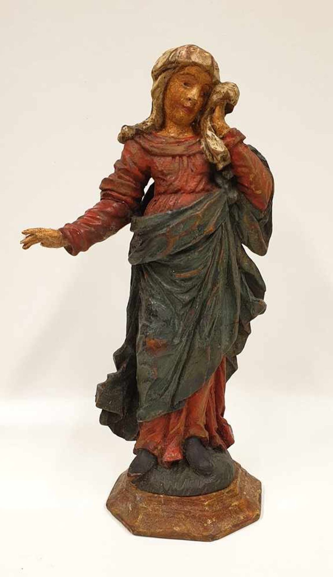Heilige Anna, in trauernder Darstellung, Holz geschnitzt und gefasst, 18.Jahrhundert, Größe: 20,5cm
