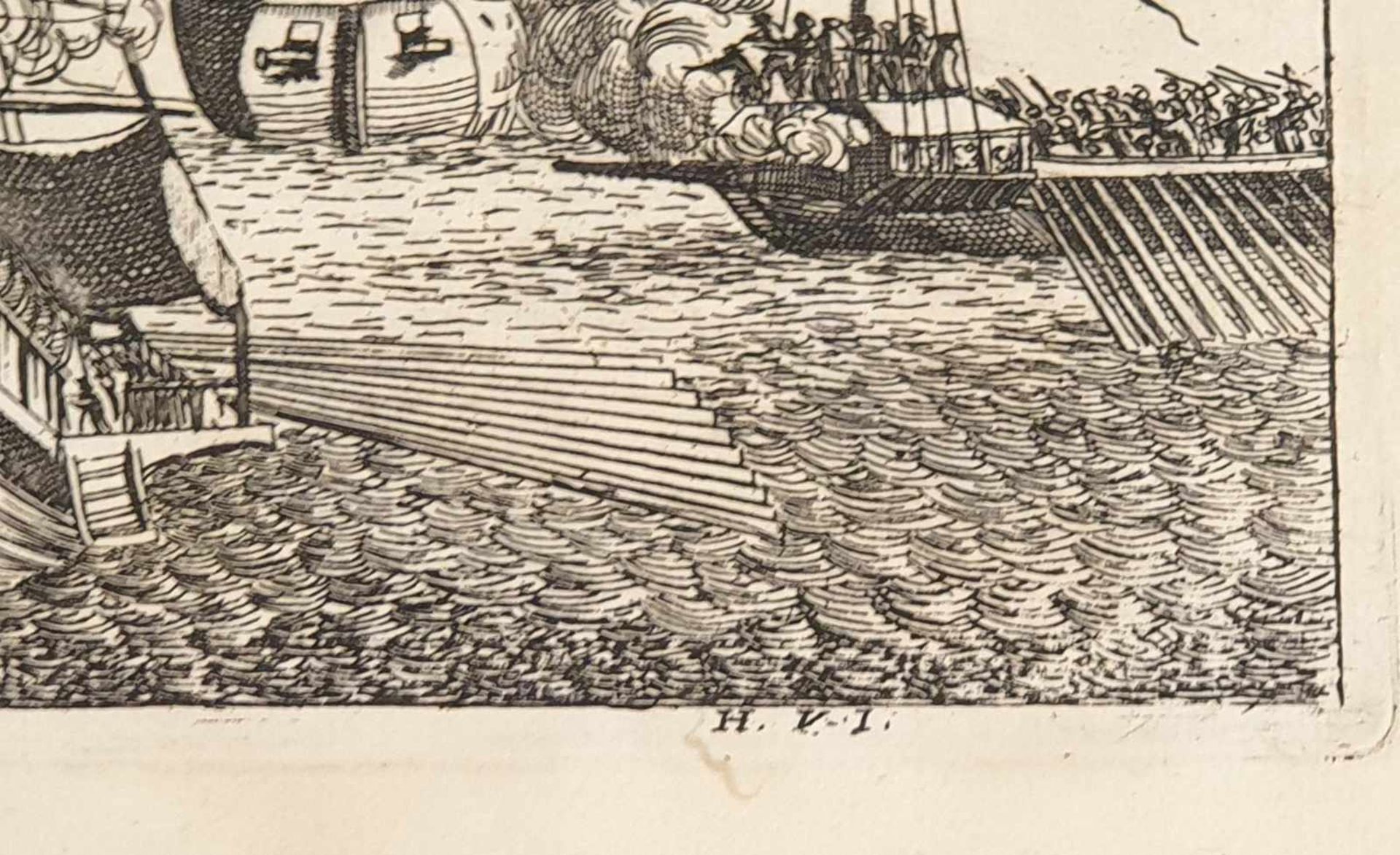 PRESA DI CINQUE VASCELLI TURCHESGHI , H.V.I. , 18. Jahrhundert, Größe:ca. 34,5x24cm, - Image 3 of 3