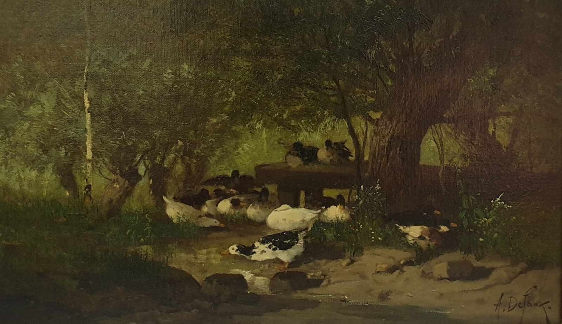 Alexandre Defaux , (Bercy 1826-1900 Paris) , Enten am Weiher , signiert A. Defaux , Öl auf