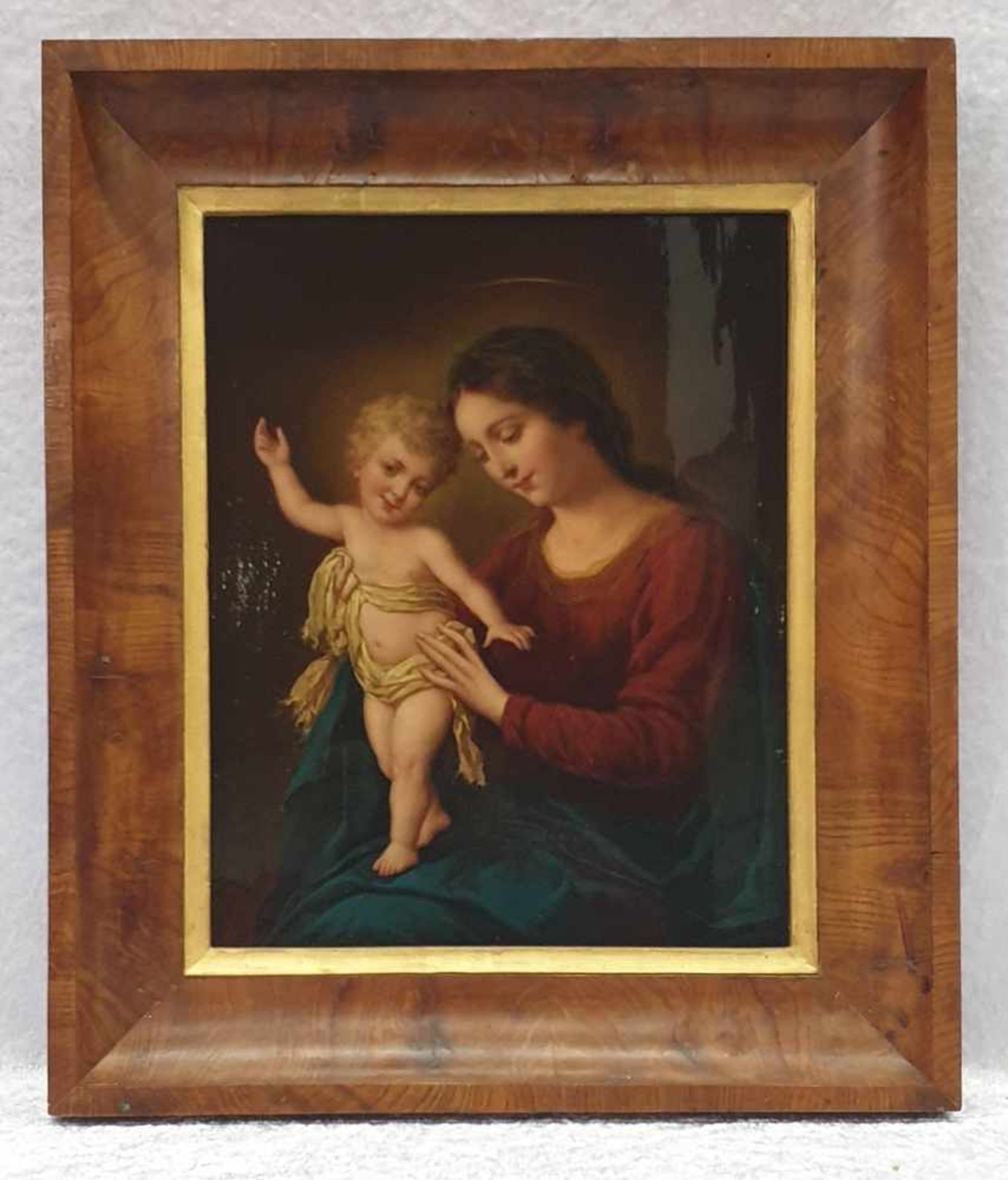 Maria mit dem Jesuskind , 19.Jahrhundert , Öl auf Holz, Größe: 33x26,5 cm , gerahmt, sehr feine - Image 2 of 2