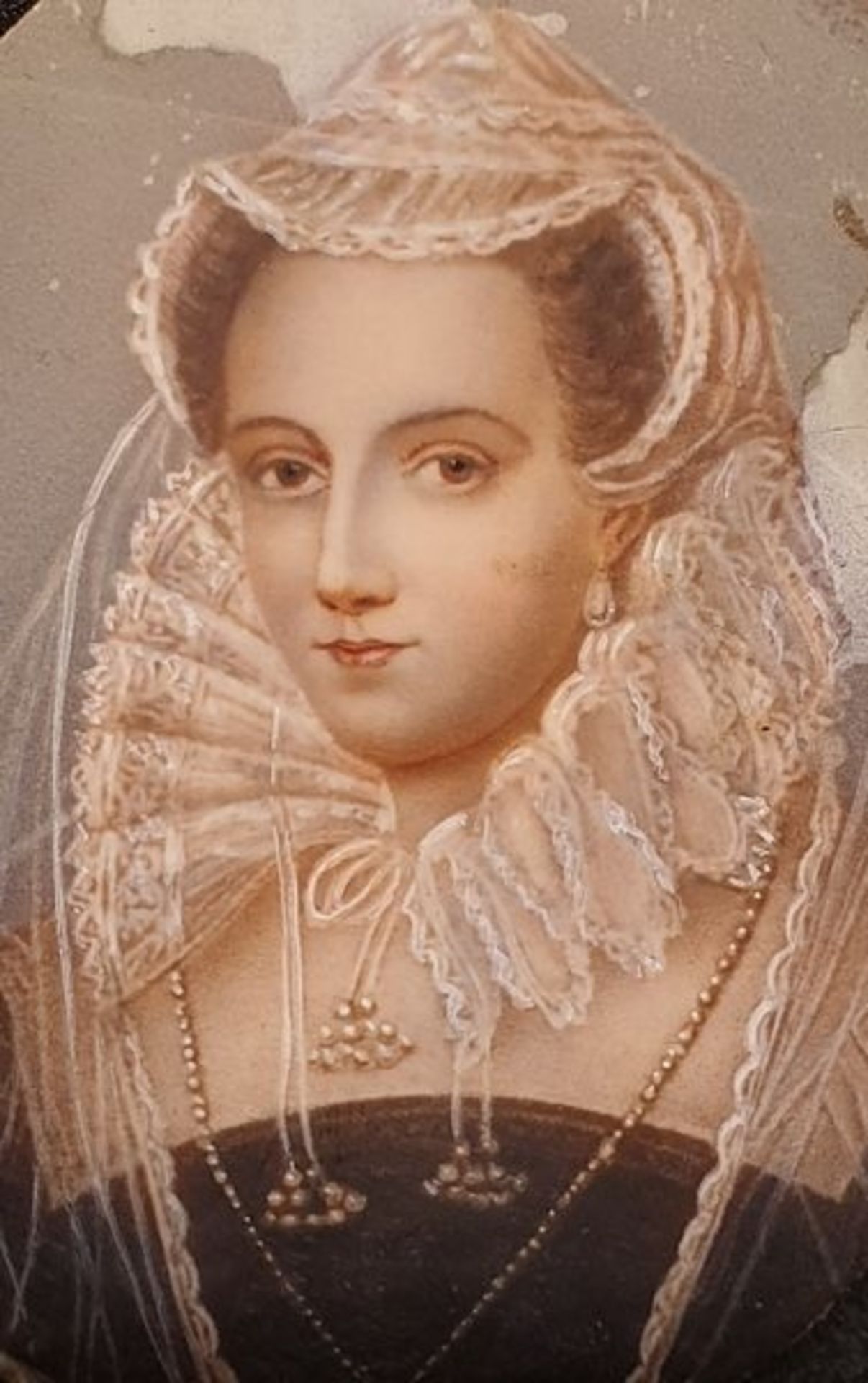 Miniaturportät , Adelige Dame , 19.Jhd., auf Elfenbein, Größe: ca.6x5cm, , - Image 2 of 2