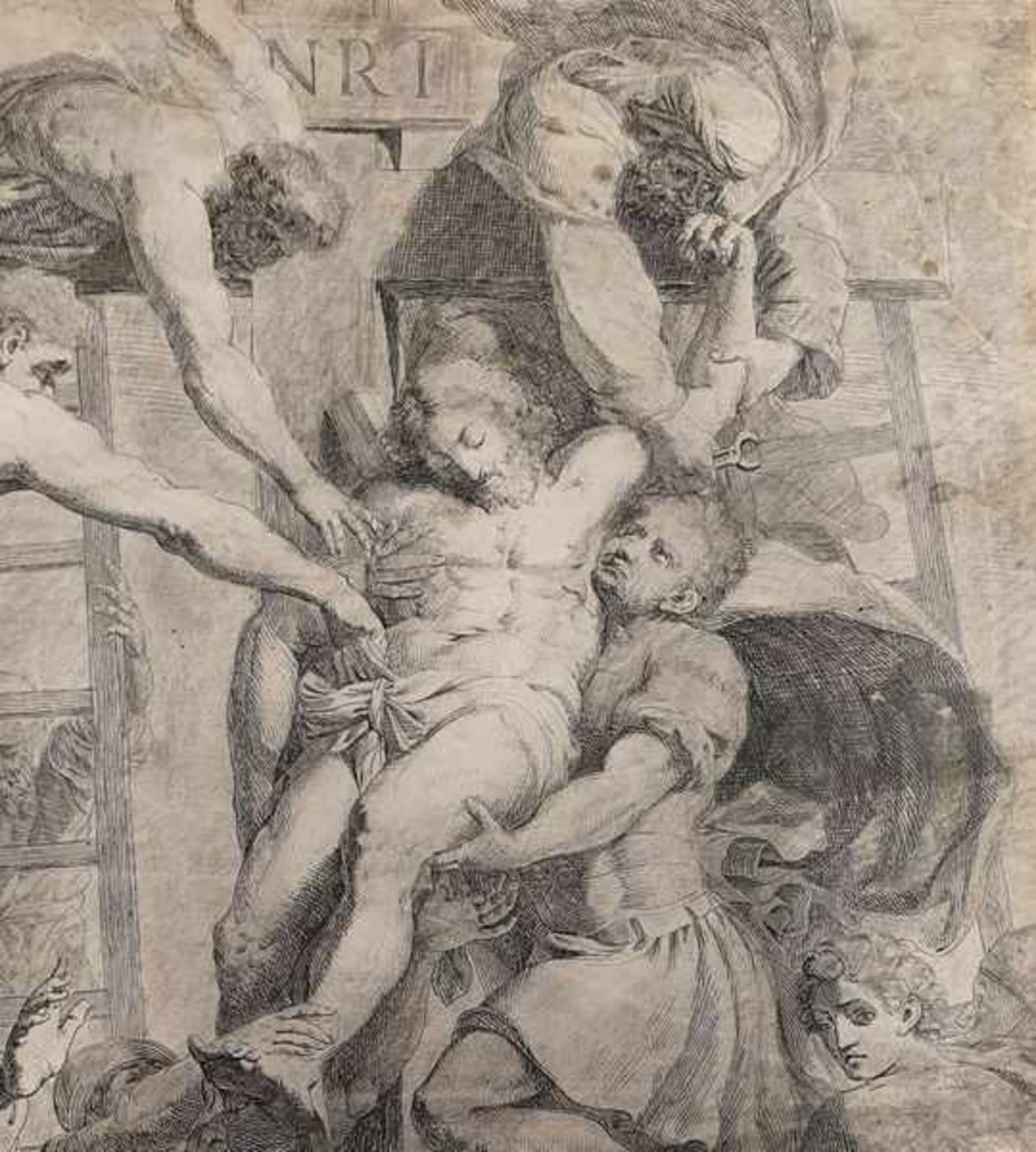 Daniel da Voltera (Toskan 1509-166 Rom ), Kupferstich , Kreuzabnahme Christi , Blattgröße: 40x28cm , - Image 2 of 4