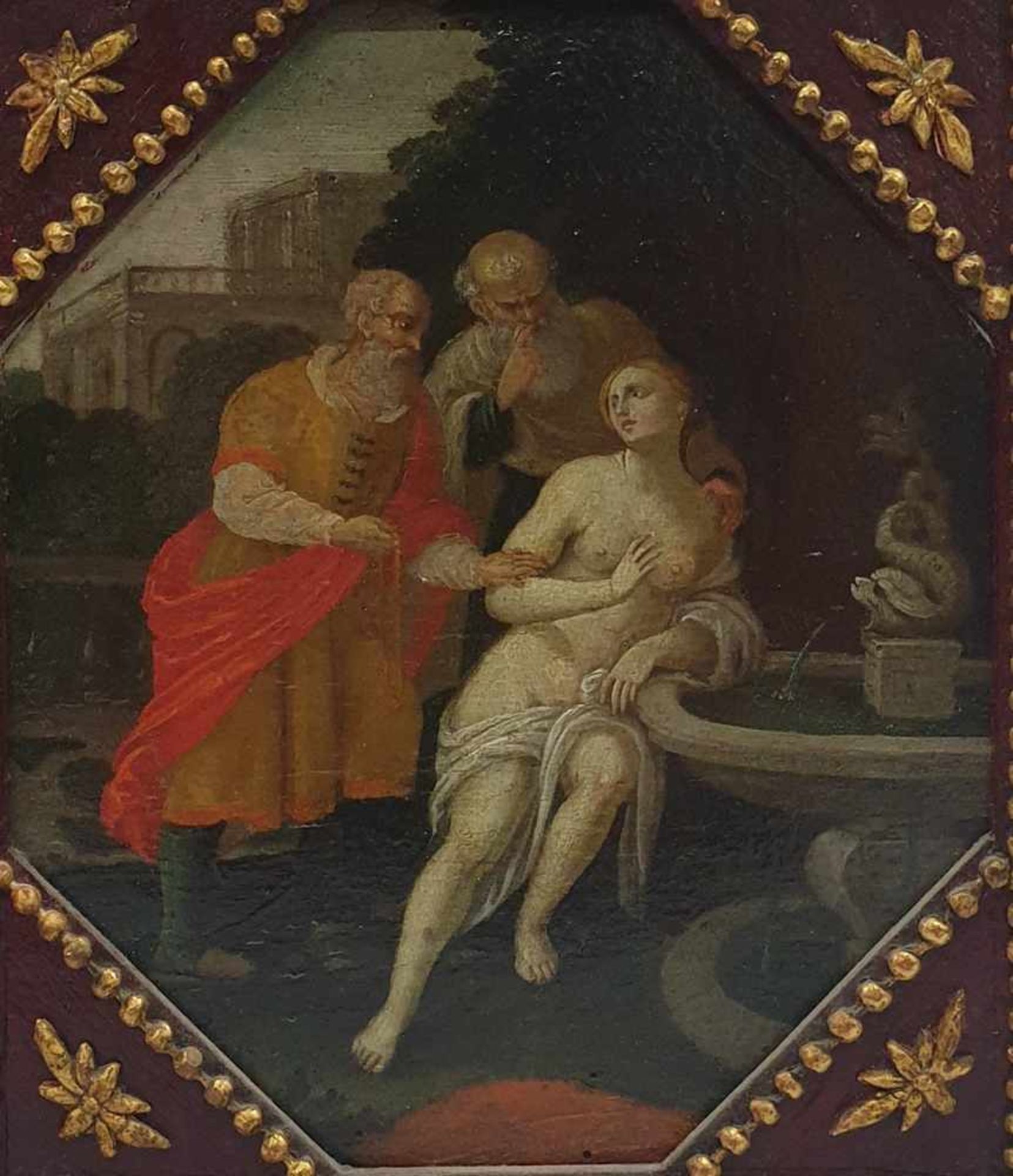 Renaissance Gemälde Paar, 16. Jahrhundert, Mythologische Darstellungen , Öl auf Holz gerahmt, - Image 2 of 4