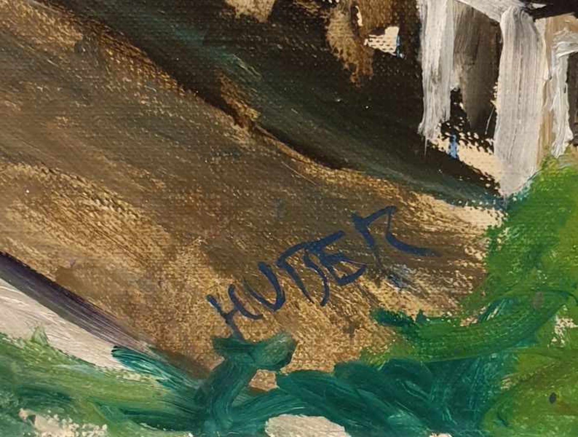 Gemälde , Öl auf Leinwand, signiert: Huber, Blick auf Salzburg, Größe: 80x100 cm , gerahmt - Bild 2 aus 2
