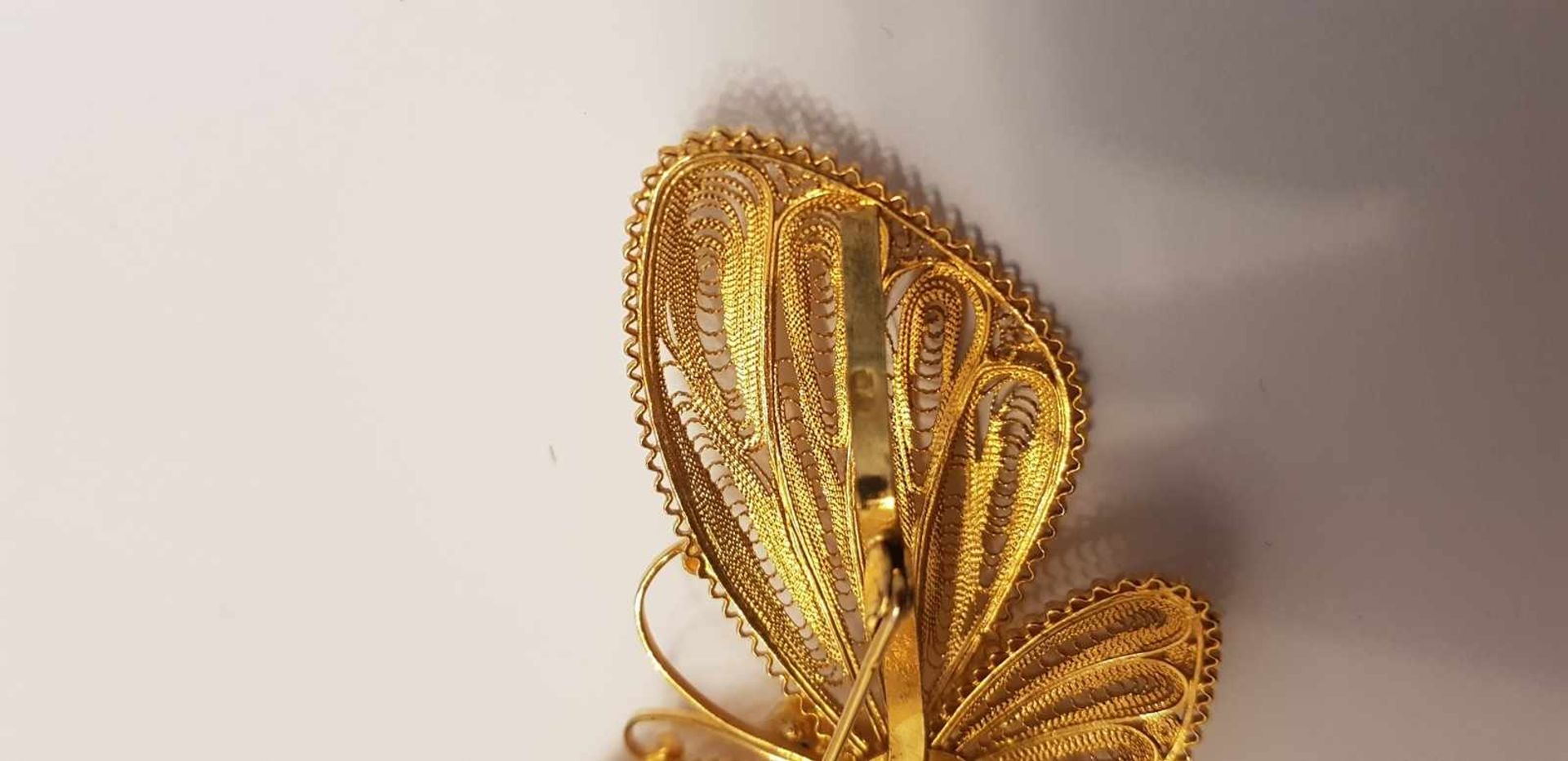 Brosche Schmetterling , Silber 835 vergoldet, Filigranarbeit 17,4g , - Image 3 of 3