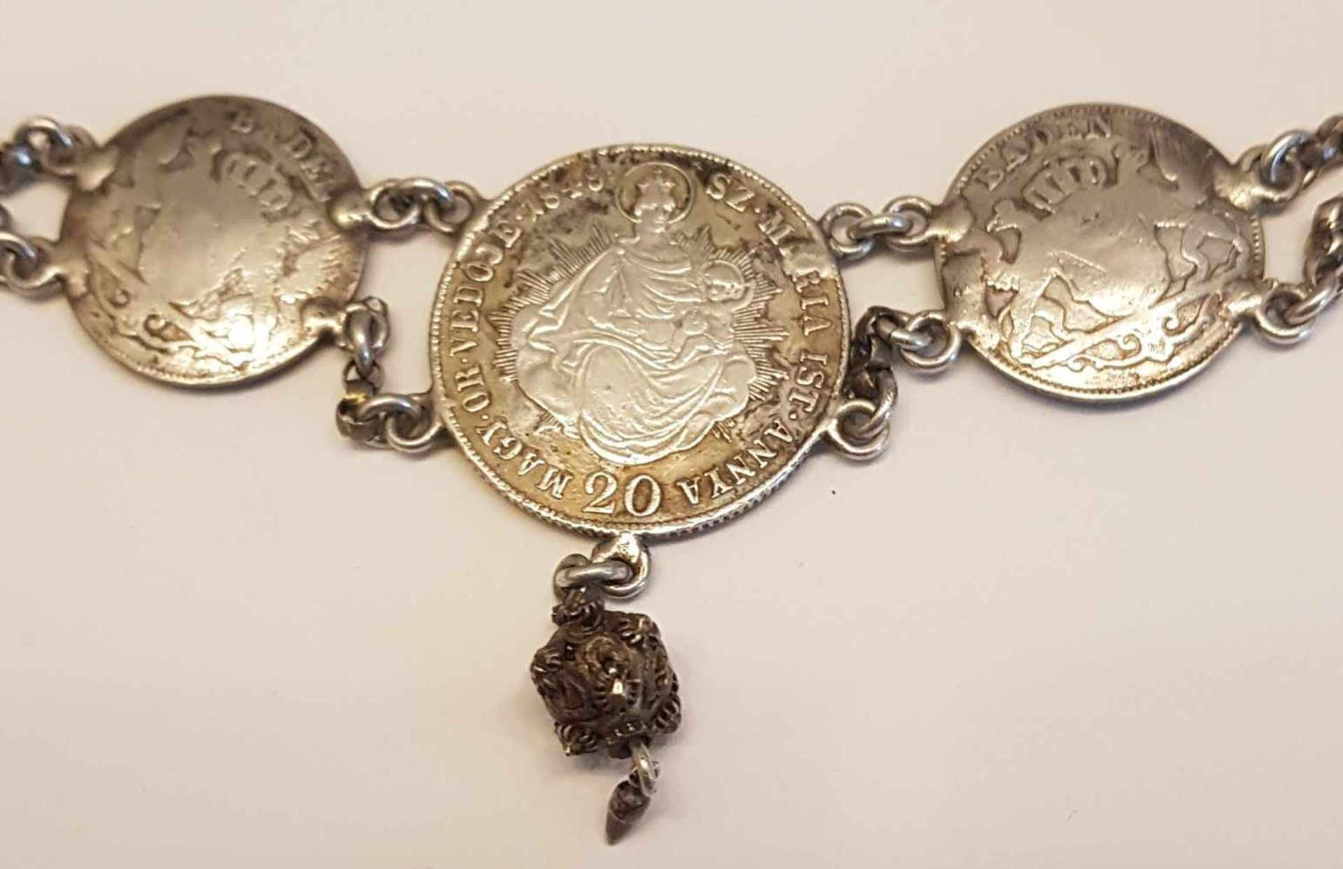 Münzkette , Silber , 19.Jahrhundert, Länge ca. 14cm, 21g, - Image 2 of 3