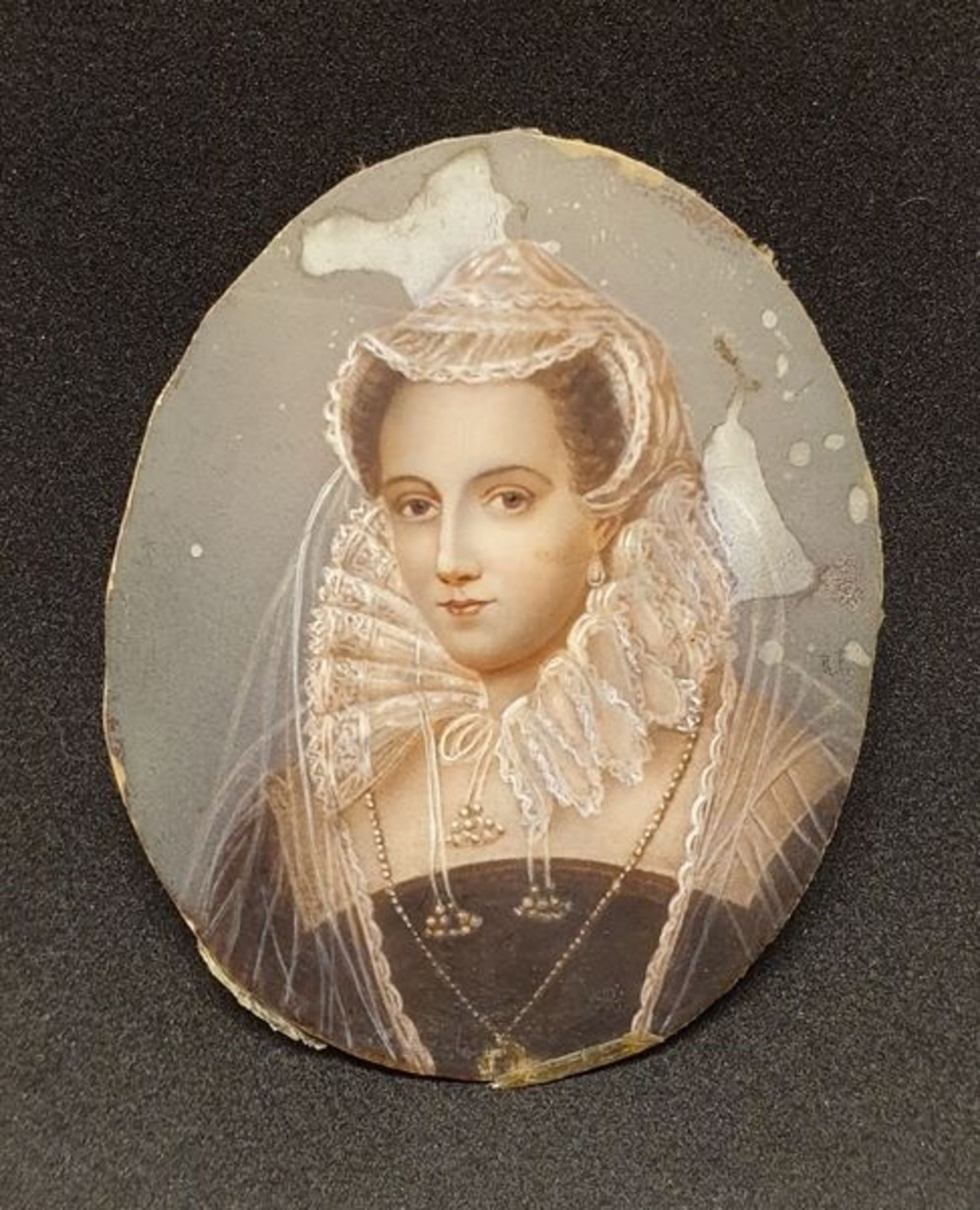 Miniaturportät , Adelige Dame , 19.Jhd., auf Elfenbein, Größe: ca.6x5cm, ,