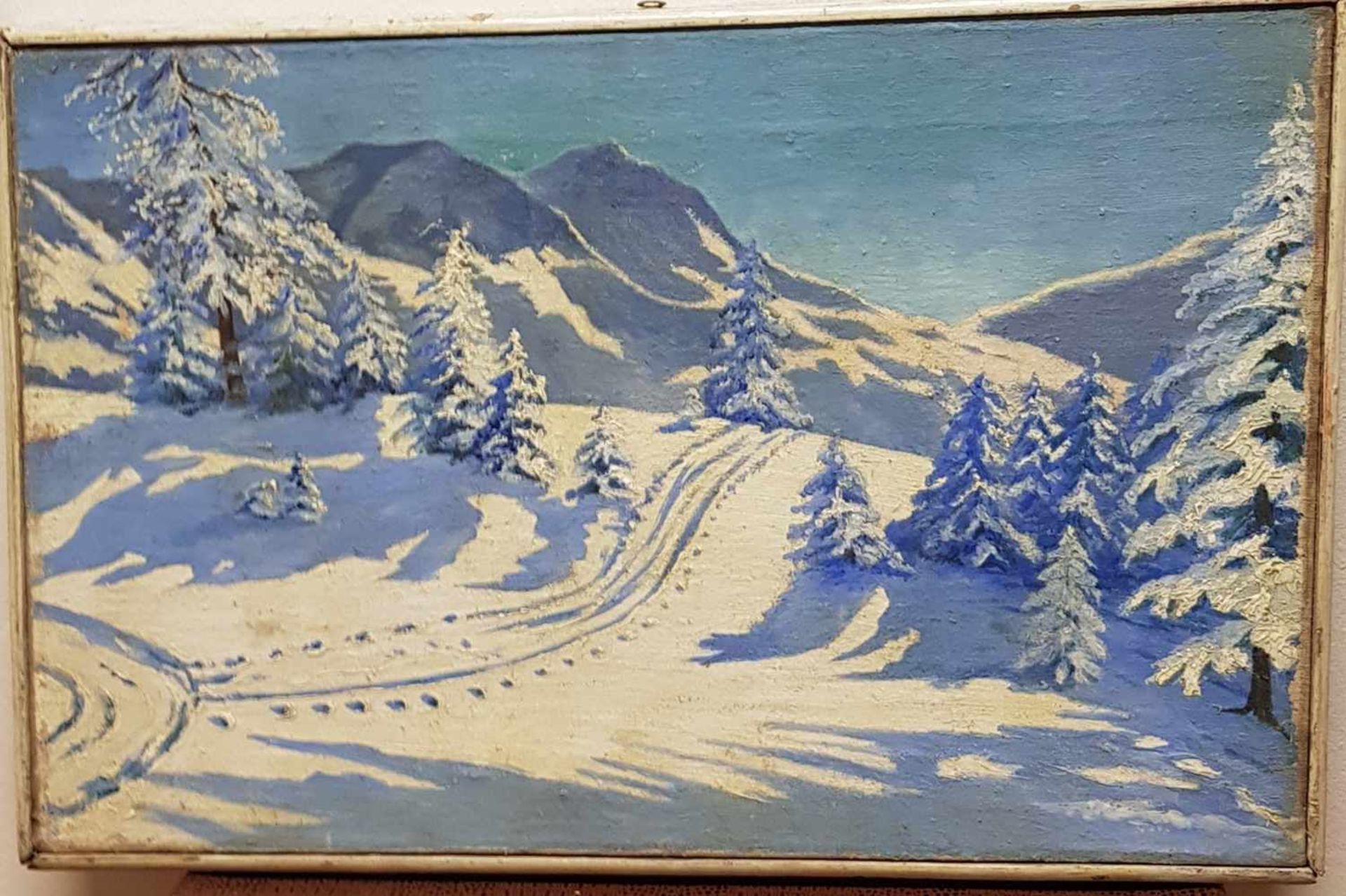 Winterlandschaft, Öl auf Leinwand, 1.Hälfte 20. Jahrhundert, Größe: 37,5x57,5cm, - Image 2 of 2