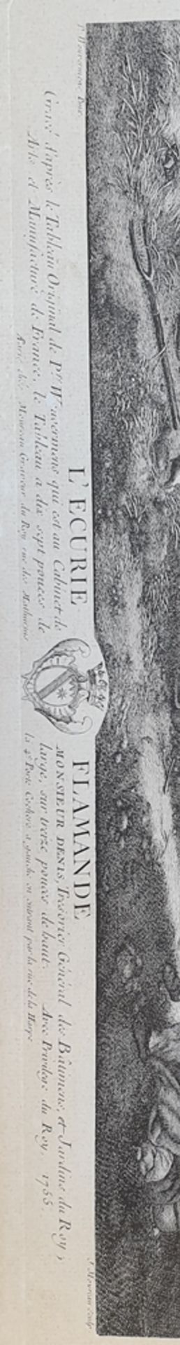 Jean Moyreau nach Phillip Wouwerman, L´ECURIE FLAMANDE, dat. 1755 , Kupferstich , Größe - Image 2 of 2