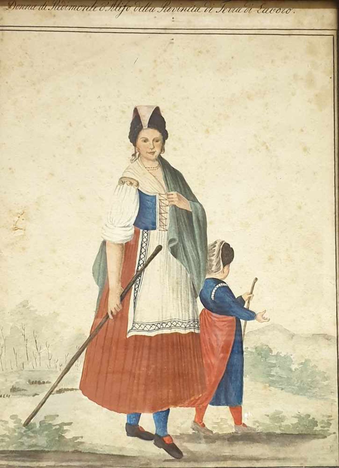 Saverio Della Gatta (1758-1827) zugeschrieben,Frau aus der Provinz mit ihrer Tochter , Aquarell