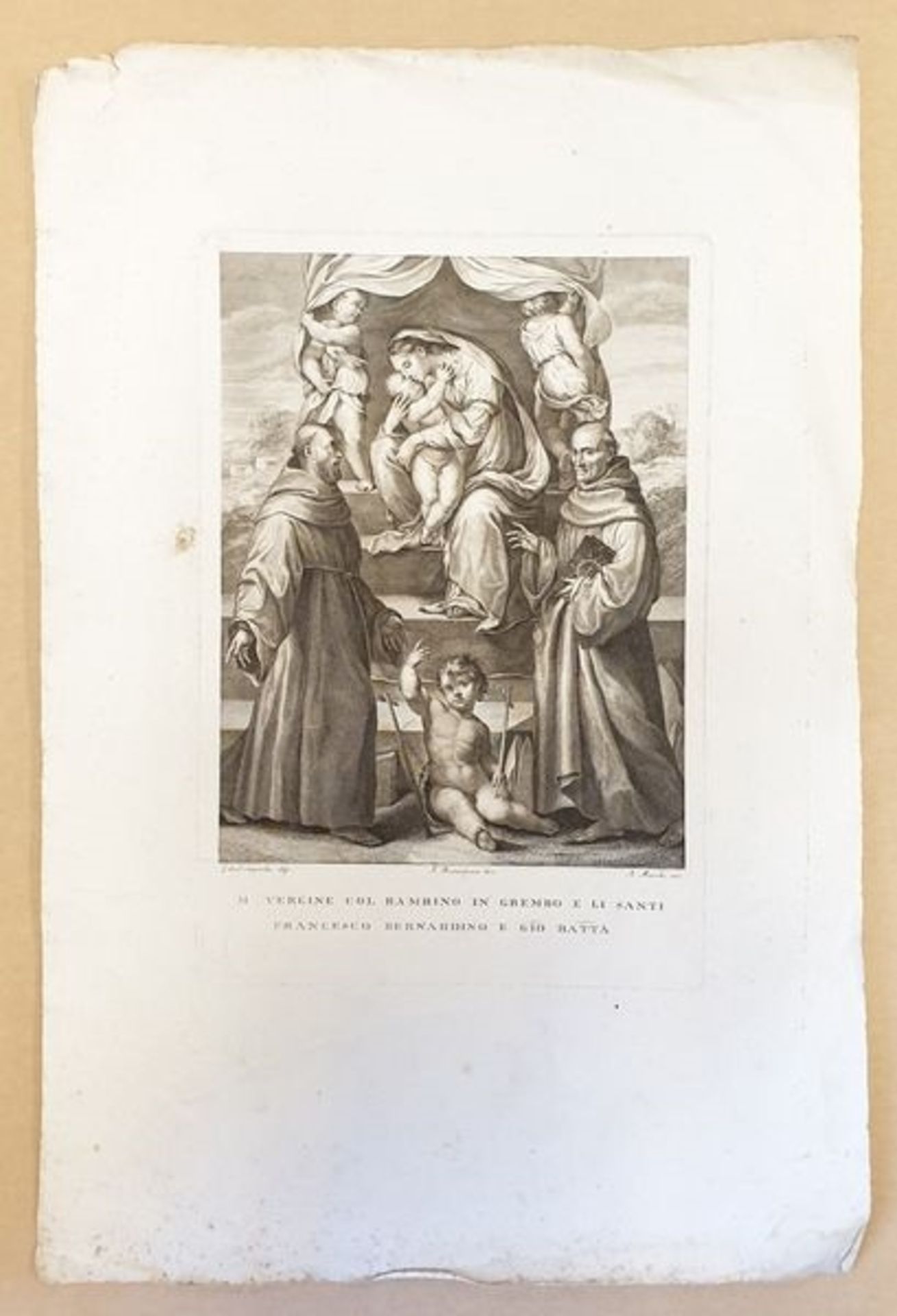 Maria Vergine col Bambino in grembo e li Santzi Francesco Bernardino e Gio. Batta , Bologna 1830 ,