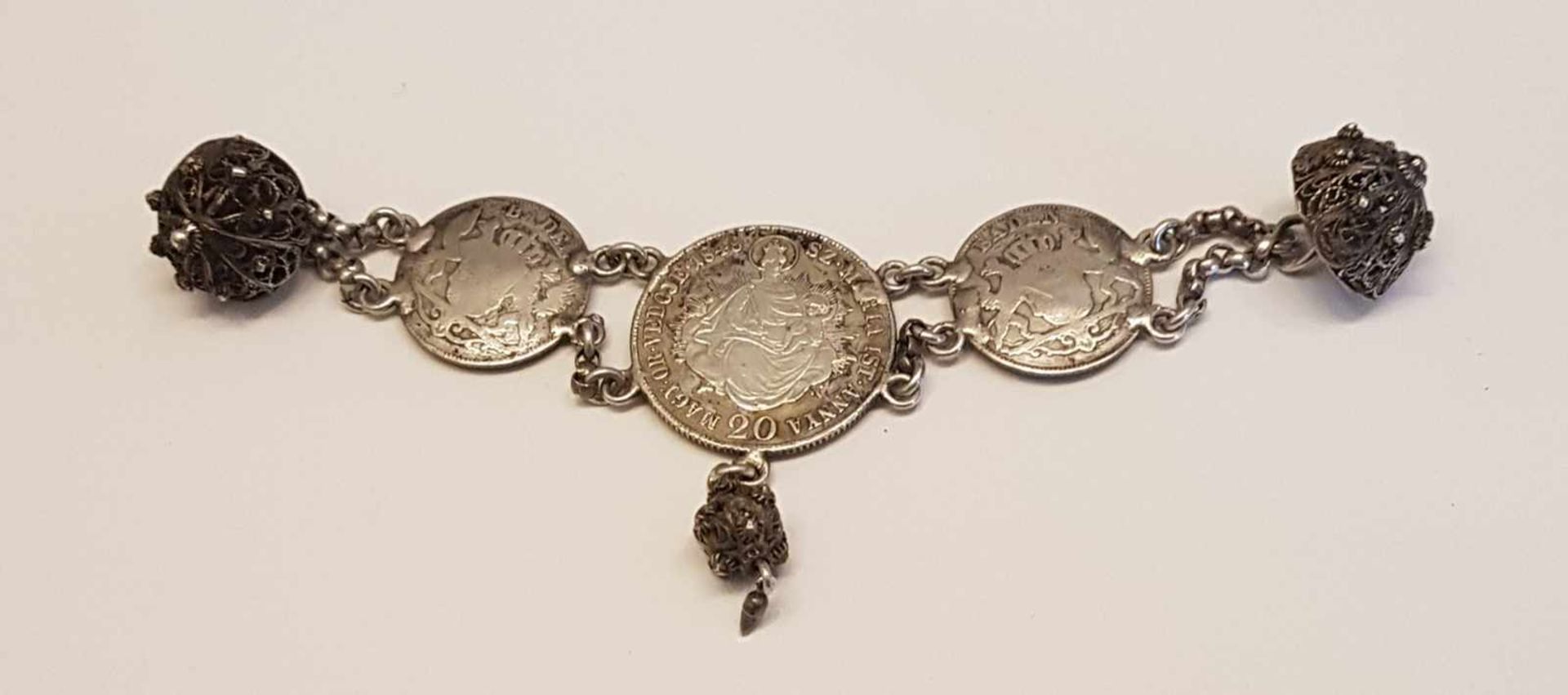 Münzkette , Silber , 19.Jahrhundert, Länge ca. 14cm, 21g,