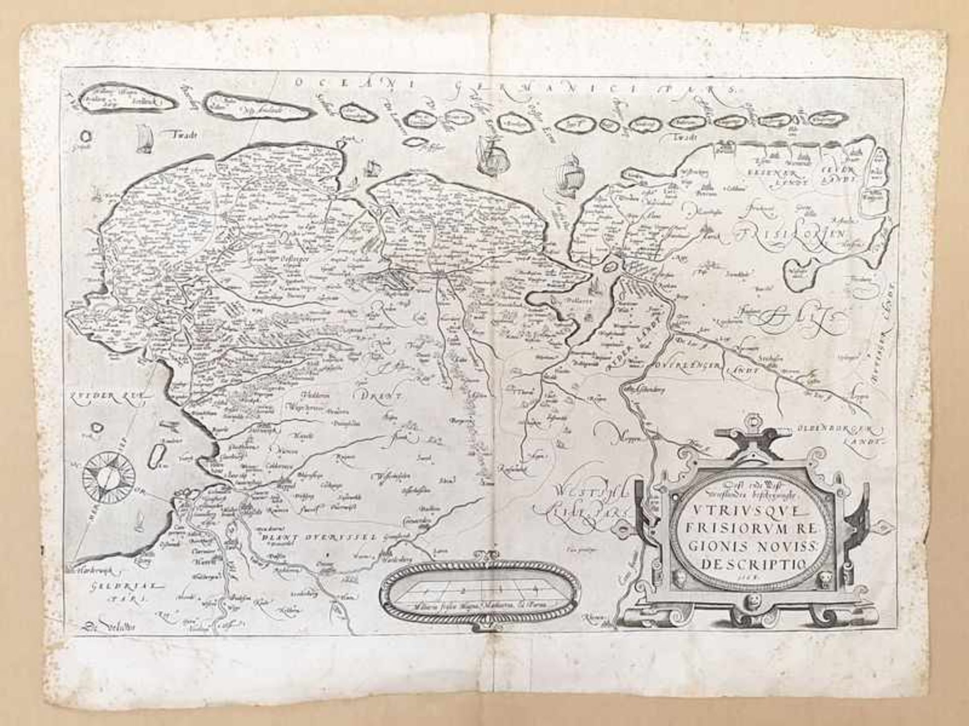 Abraham Ortelius (1527-1598) Ost und Westfriesland , 1568 , Größe: 54x42cm,