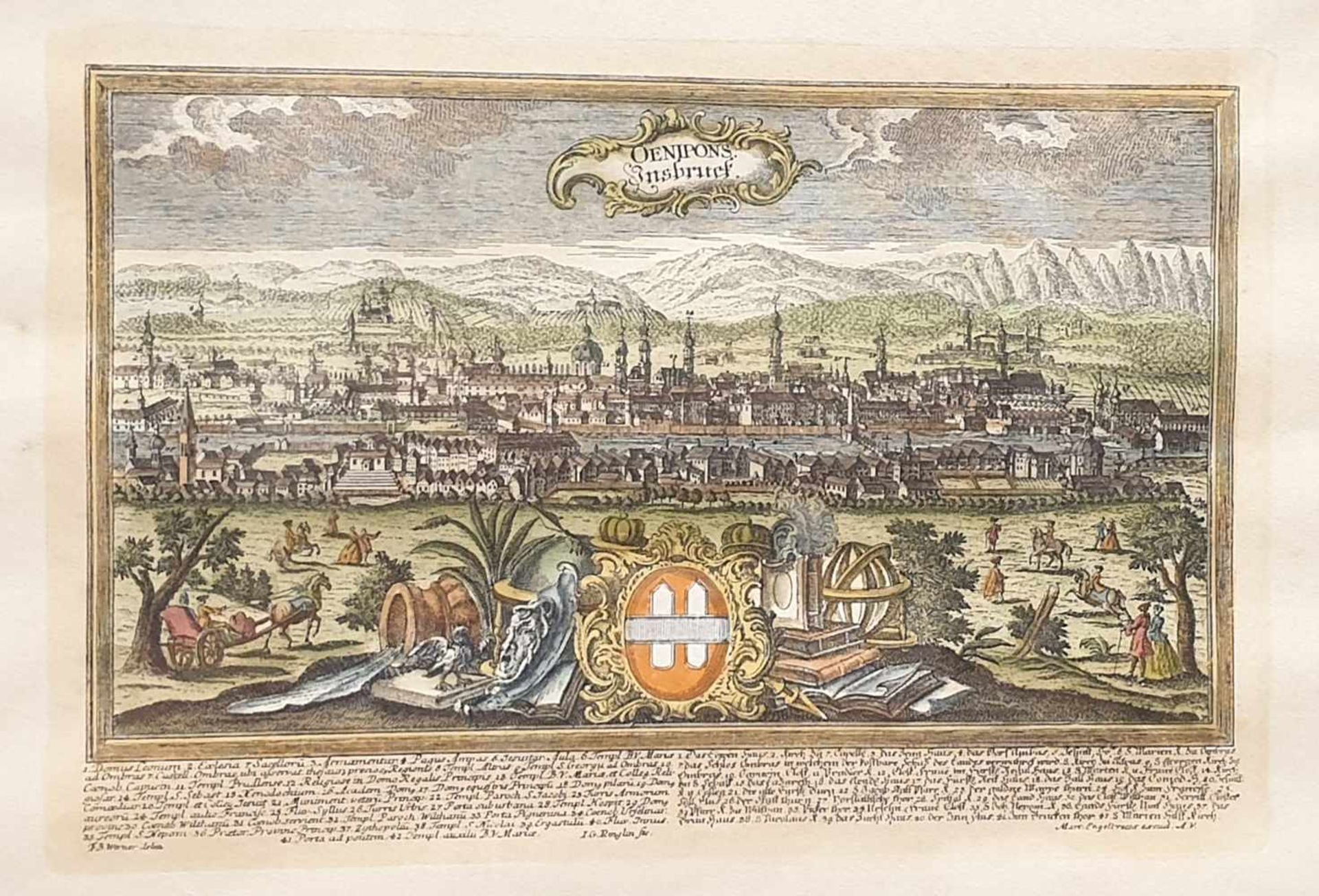 Johann Georg Ringlin (1691-1761), Innsbruck Stadtansicht , 1740 , Kupferstich, - Image 2 of 2