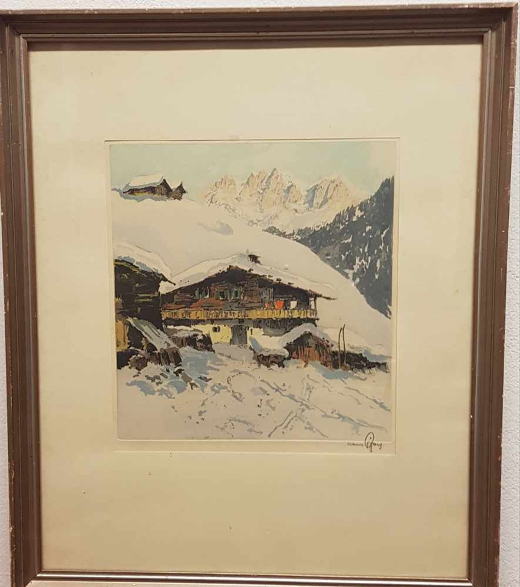 Hans Figura , (Groß Kikinda 1898-1978) , Kitzbüheler Alpen, Radierung in Farbe signiert, - Image 2 of 2