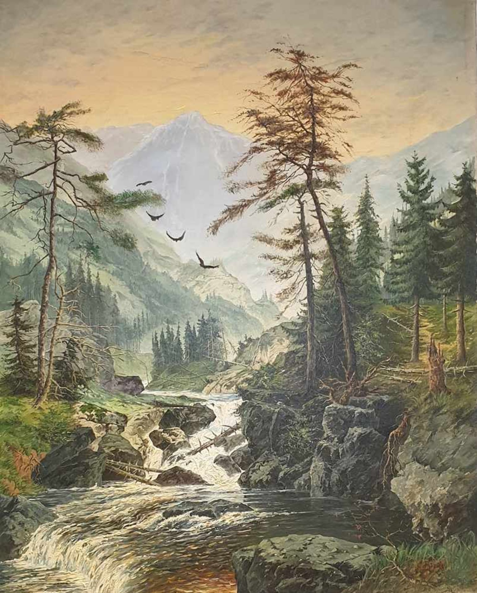 Carl Hasch, (Wien 1834-1897) , Gebirgsbach , Öl auf Leinwand , signiert rechts unten C. Hasch ,