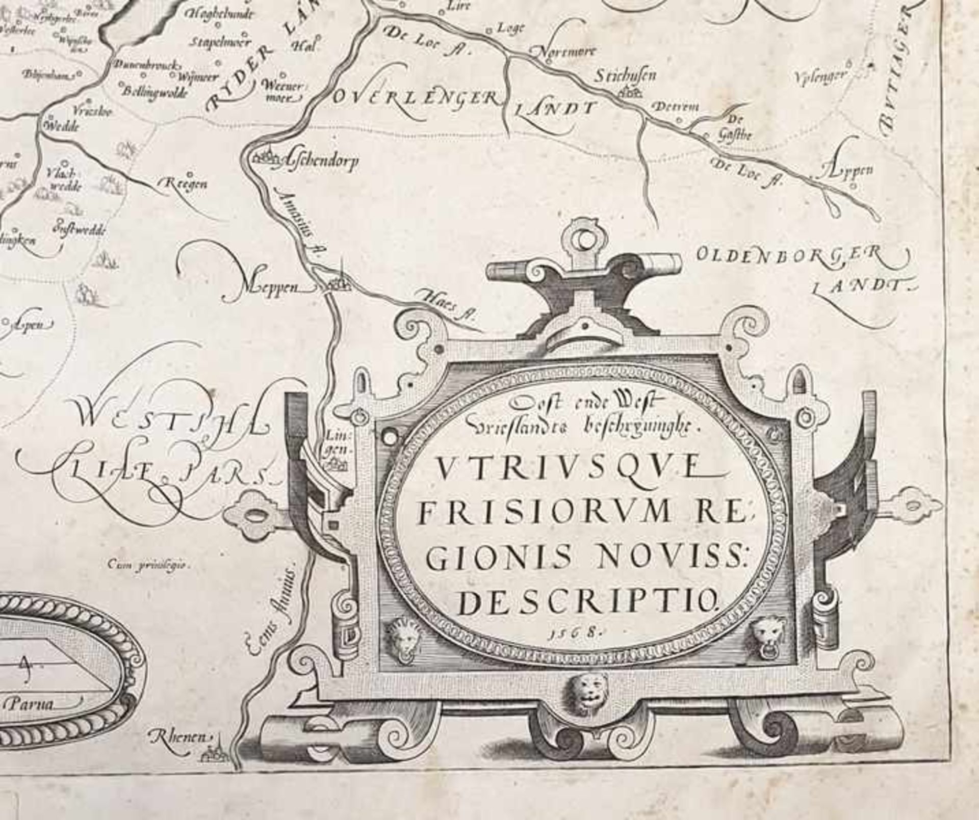 Abraham Ortelius (1527-1598) Ost und Westfriesland , 1568 , Größe: 54x42cm, - Bild 2 aus 3