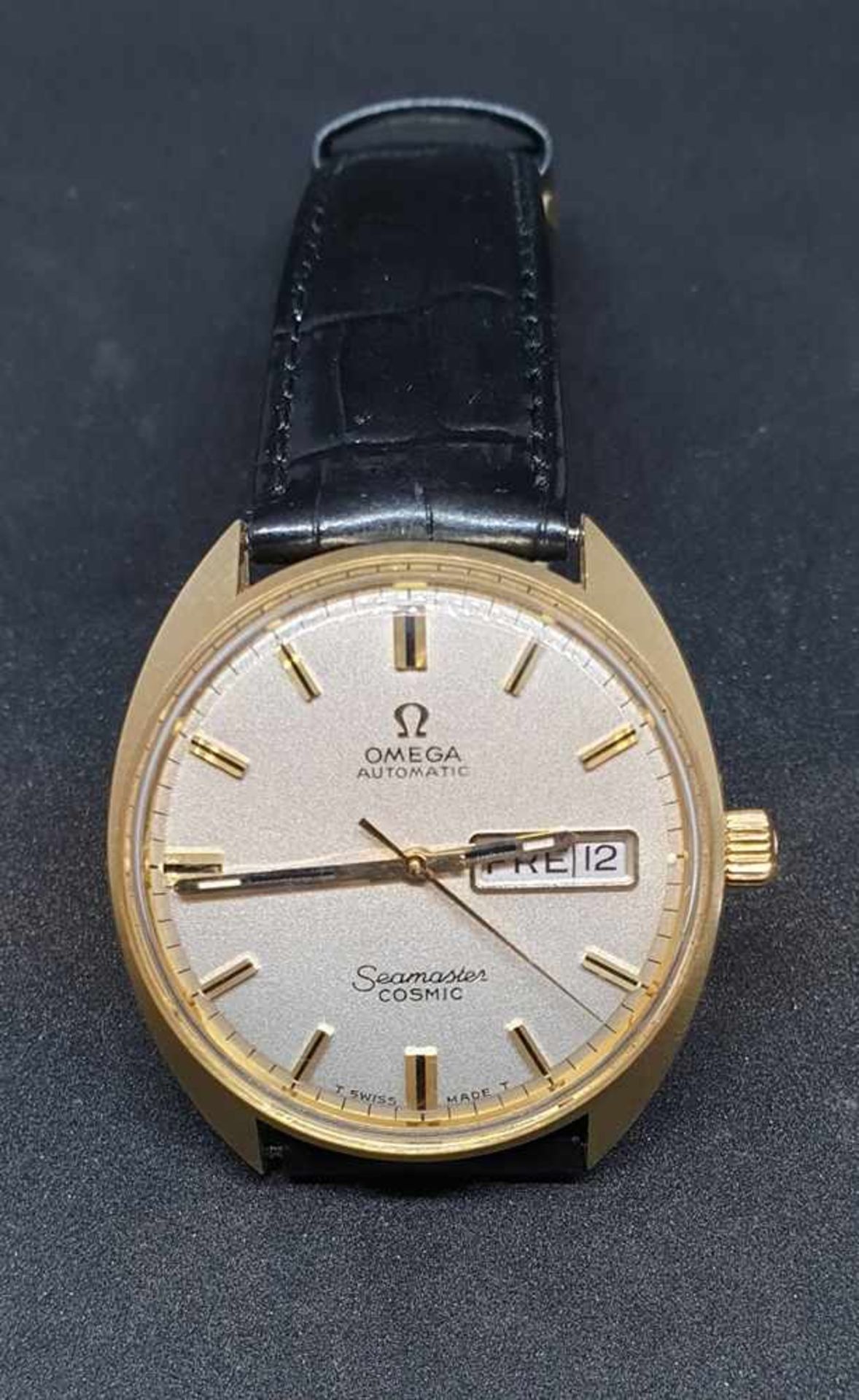 Omega Seamaster Cosmic, Daydate , 18k Gold ,Automatic, Ref. 166036- Tool 107, Lederarmband mit