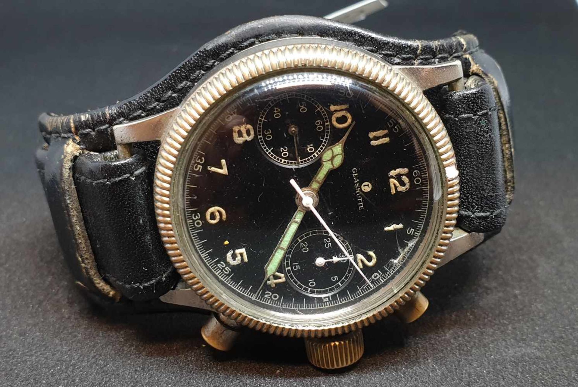 Luftwaffe- Flieger Chronograph Tutima Glashütte, Cal. Urofa 59, Werknr.: 203975, um 1940 , - Image 2 of 6