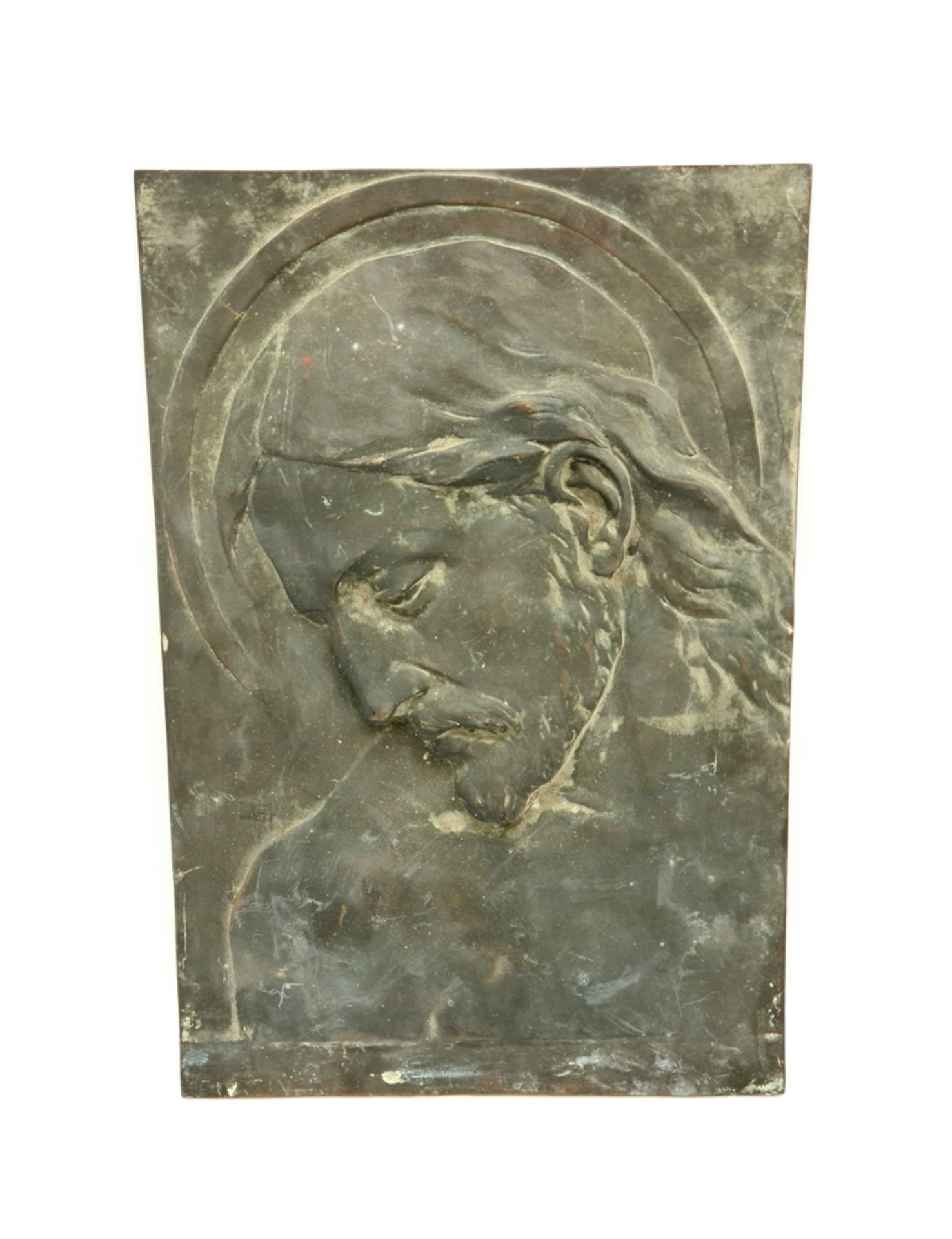 Bronze Relief, Jesus, Größe: ca. 26x38cm, um 1900,